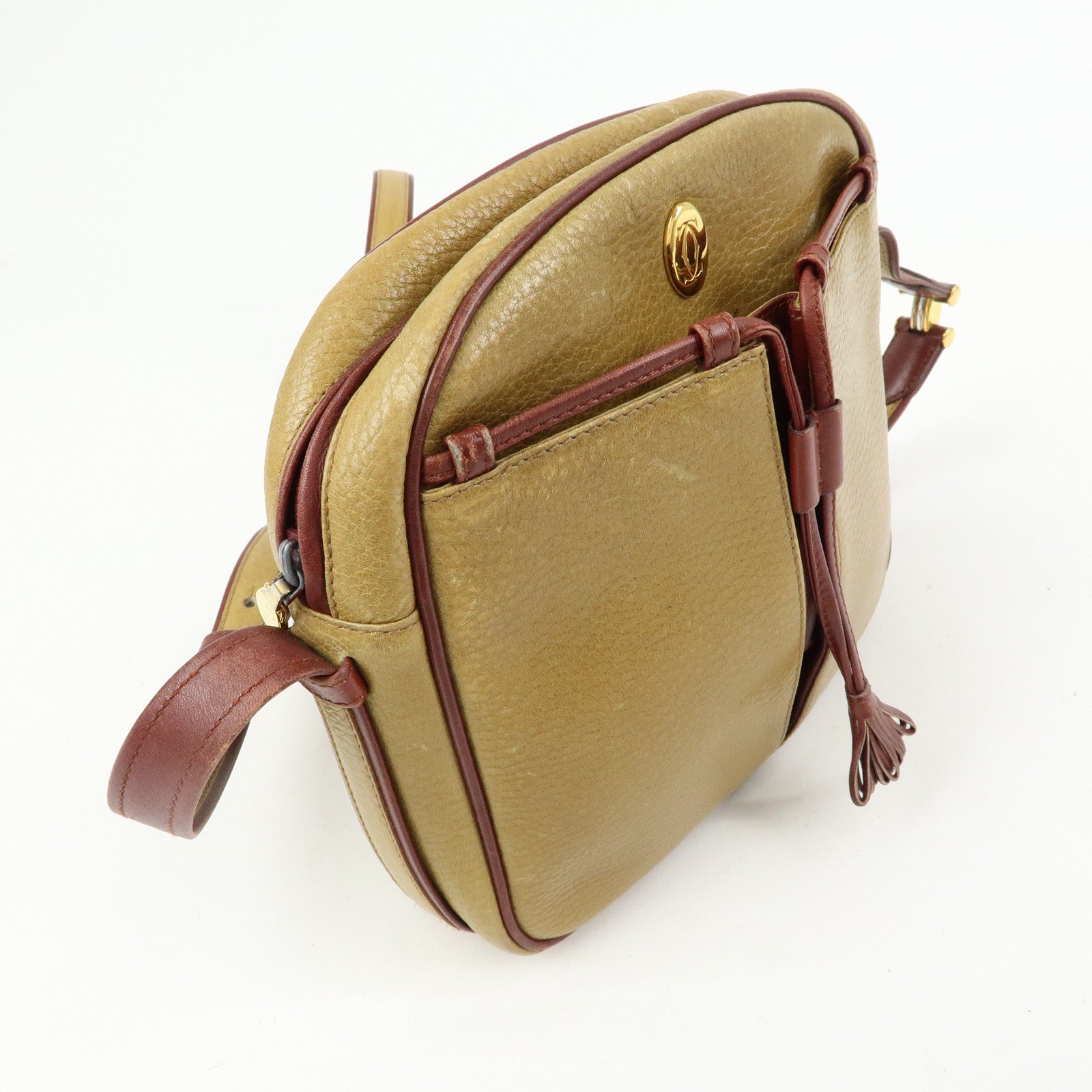 Cartier Must de Cartier Leather Shoulder Bag Crossbody Bag Beige