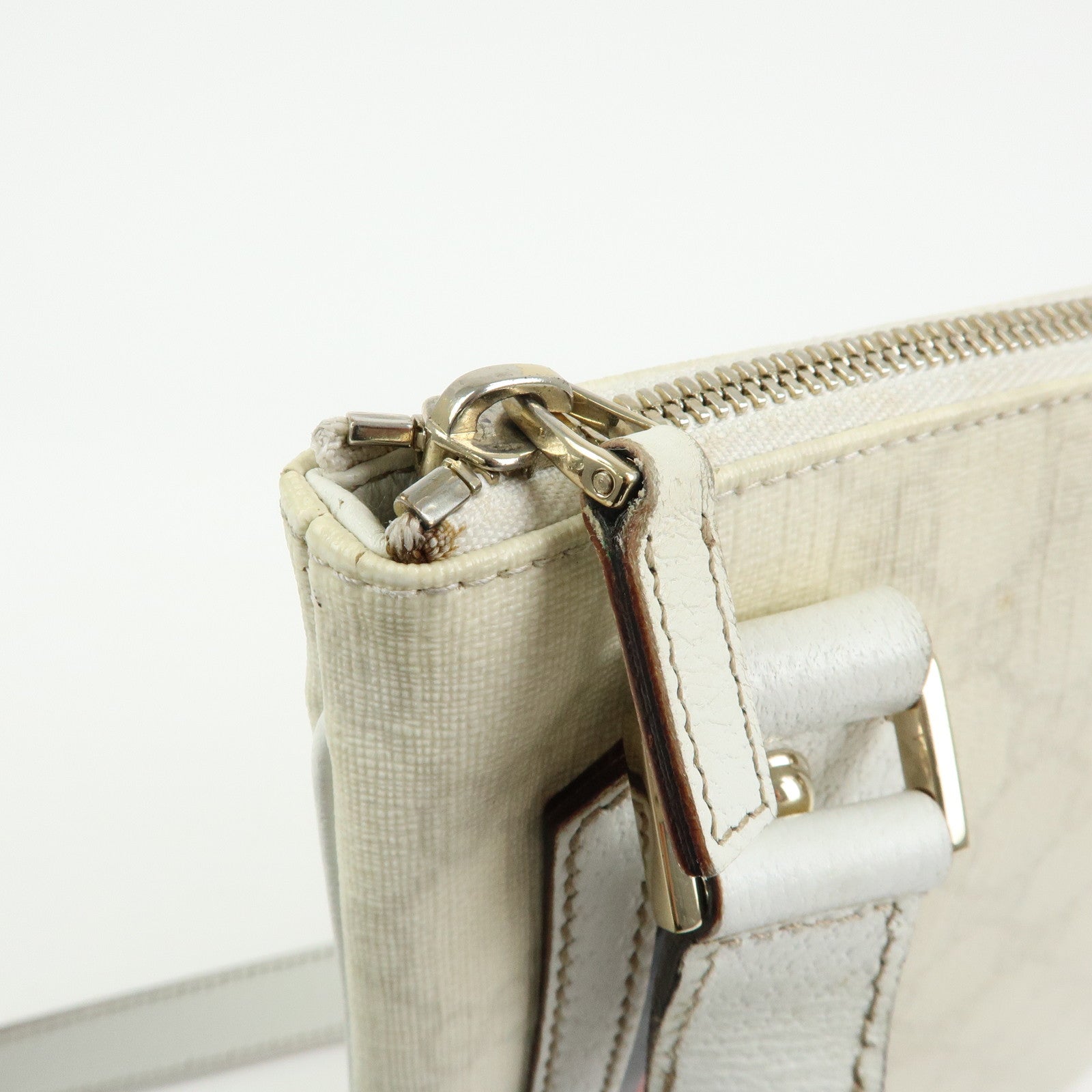 GUCCI Sherry GG Supreme PVC Leather Shoulder Bag Ivory 153244