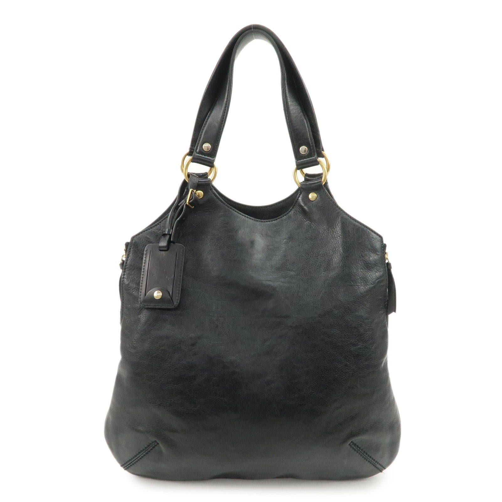 SAINT LAURENT Metropolis Rive Gauche Leather Tote Bag Black 177739