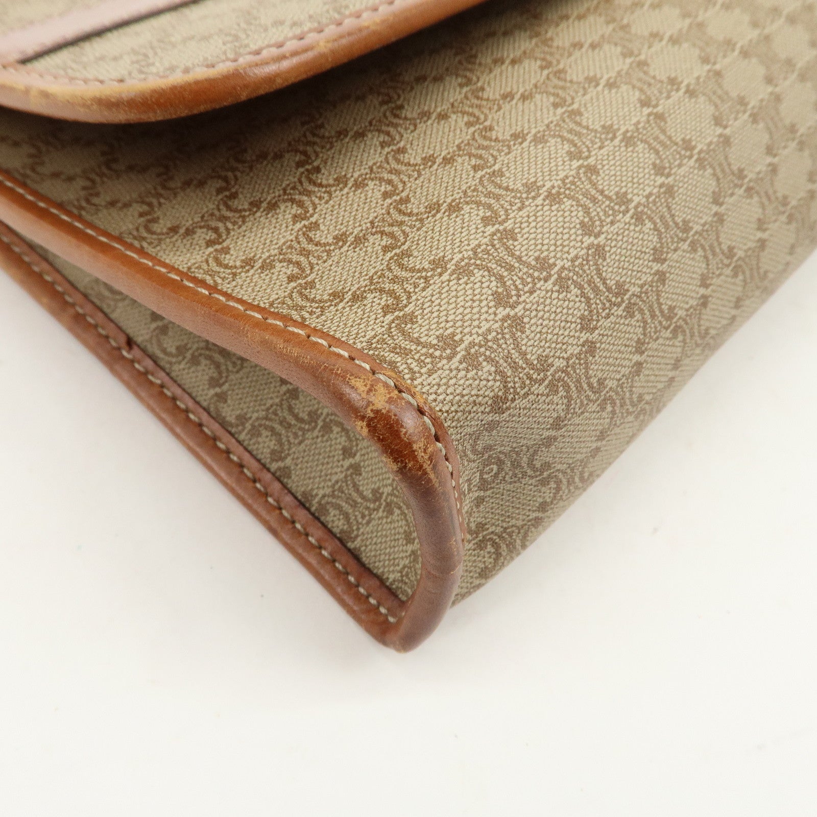 CELINE Macadam PVC Leather 2Way Bag Shoulder Bag Beige