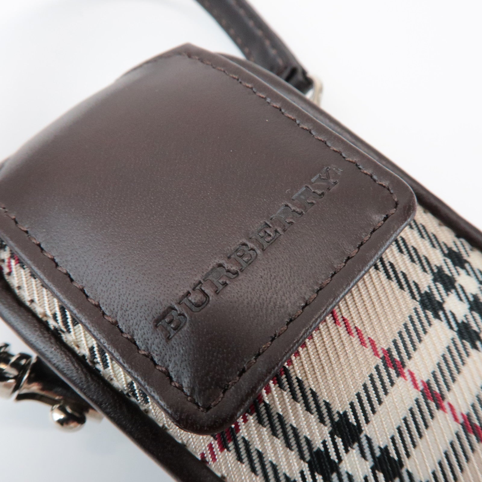BURBERRY Nova Plaid Mini Pouch Beige Brown