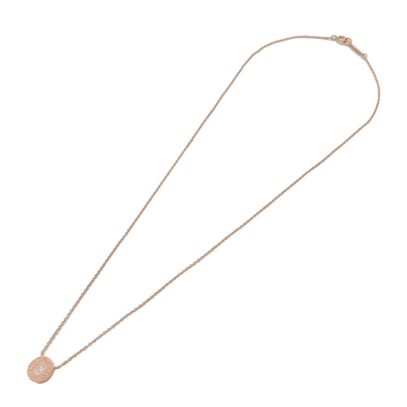 Tiffany & Co 1837 1P Diamond Necklace K18 750PG Rose Gold
