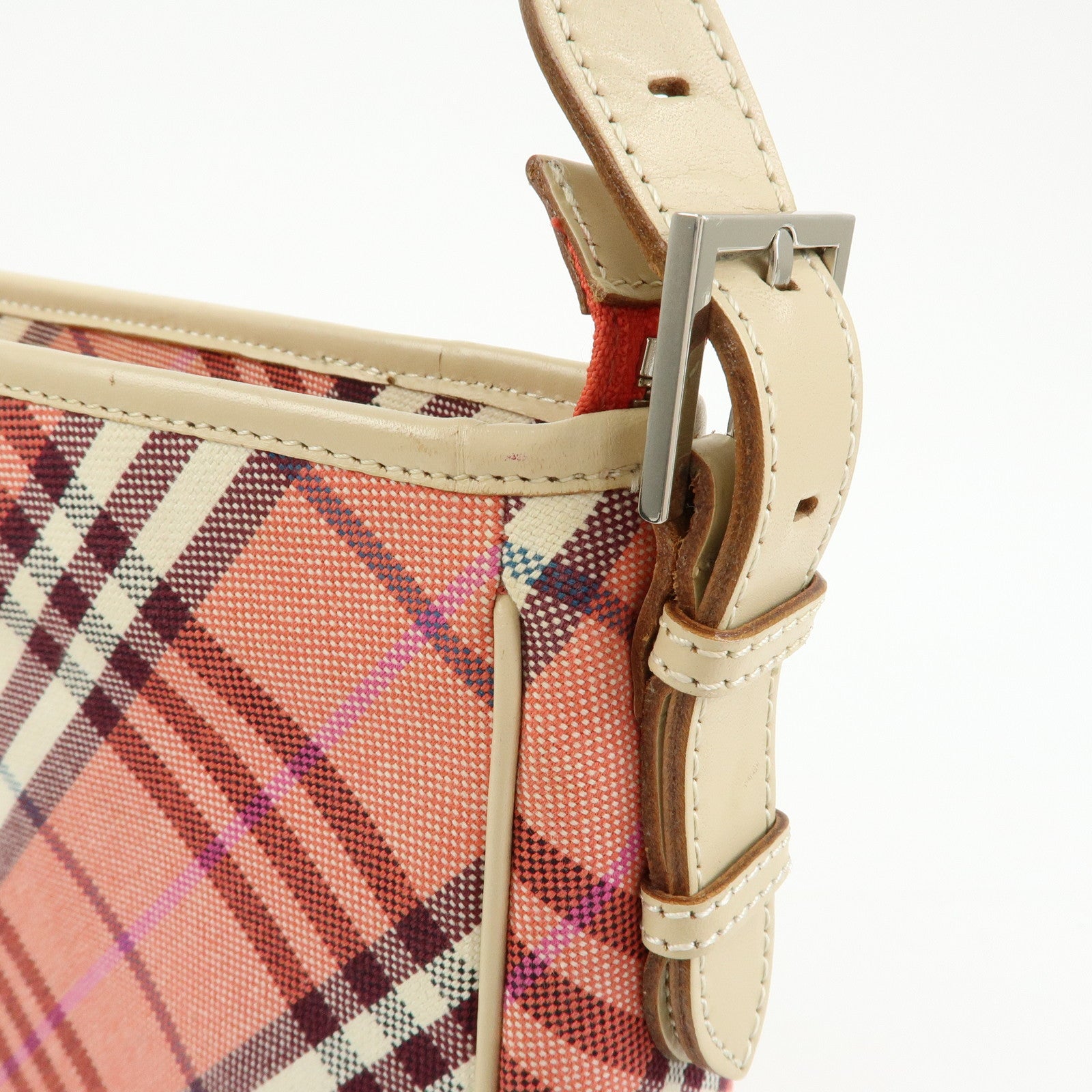 BURBERRY Blue Label Canvas Leather Shoulder Bag Hand Bag Pink Beige