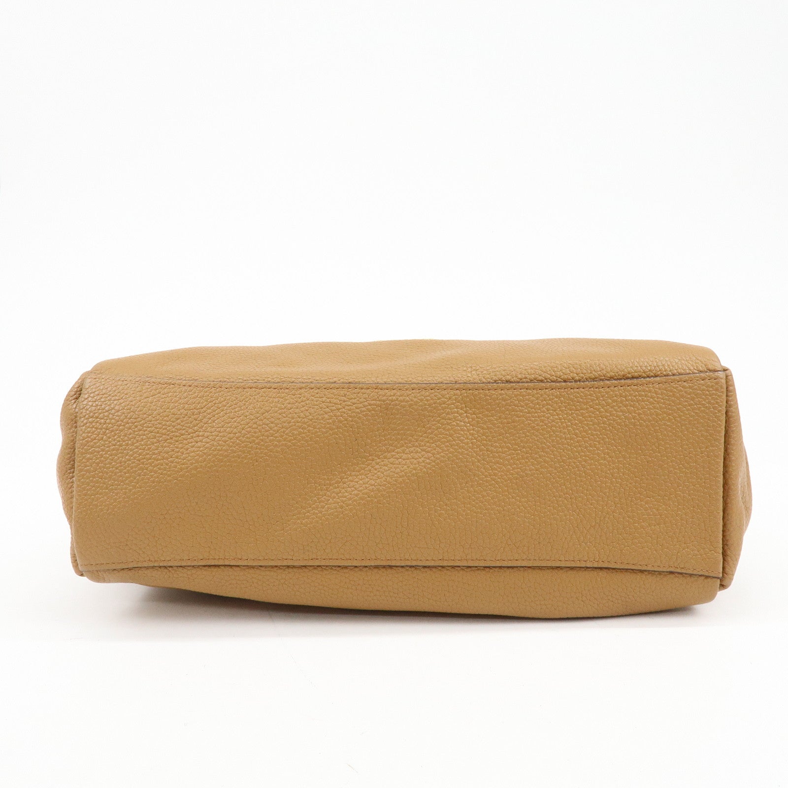 COACH Logo Leather Shoulder Bag Hand Bag Camel