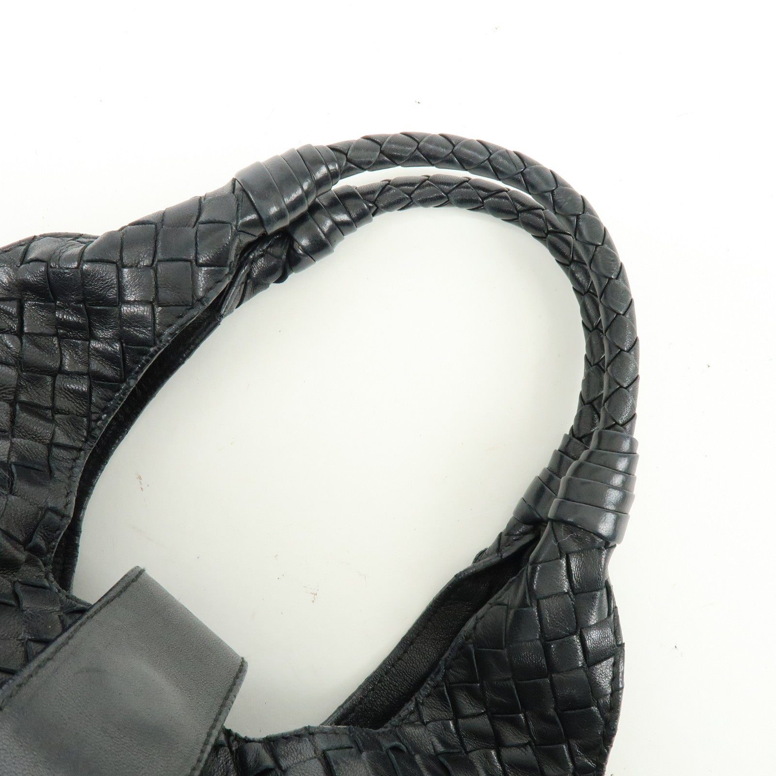 BOTTEGA VENETA  Intrecciato Leather Hand Bag Black 113087