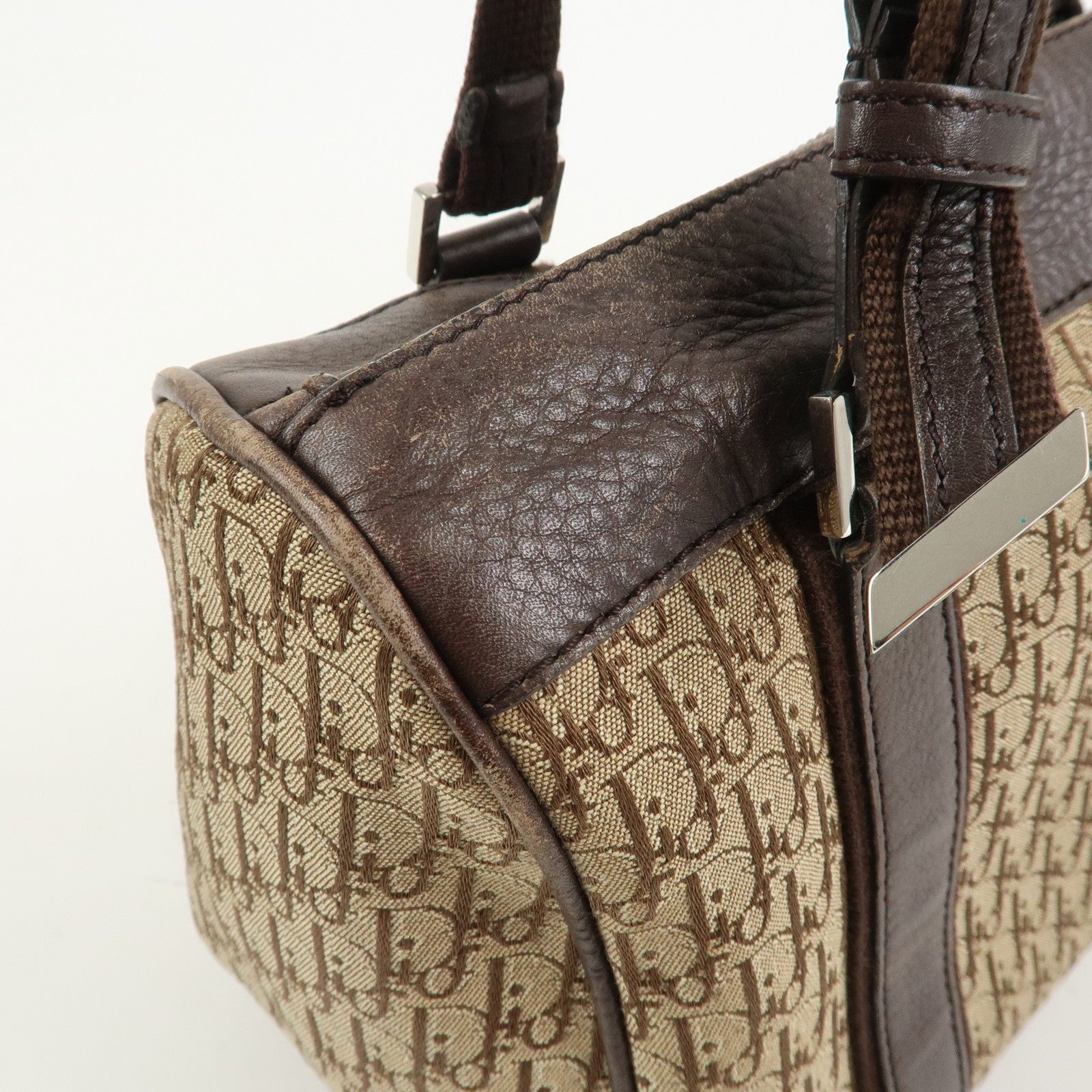 Christian Dior Trotter Street Chic Canvas Leather Boston Bag Beige