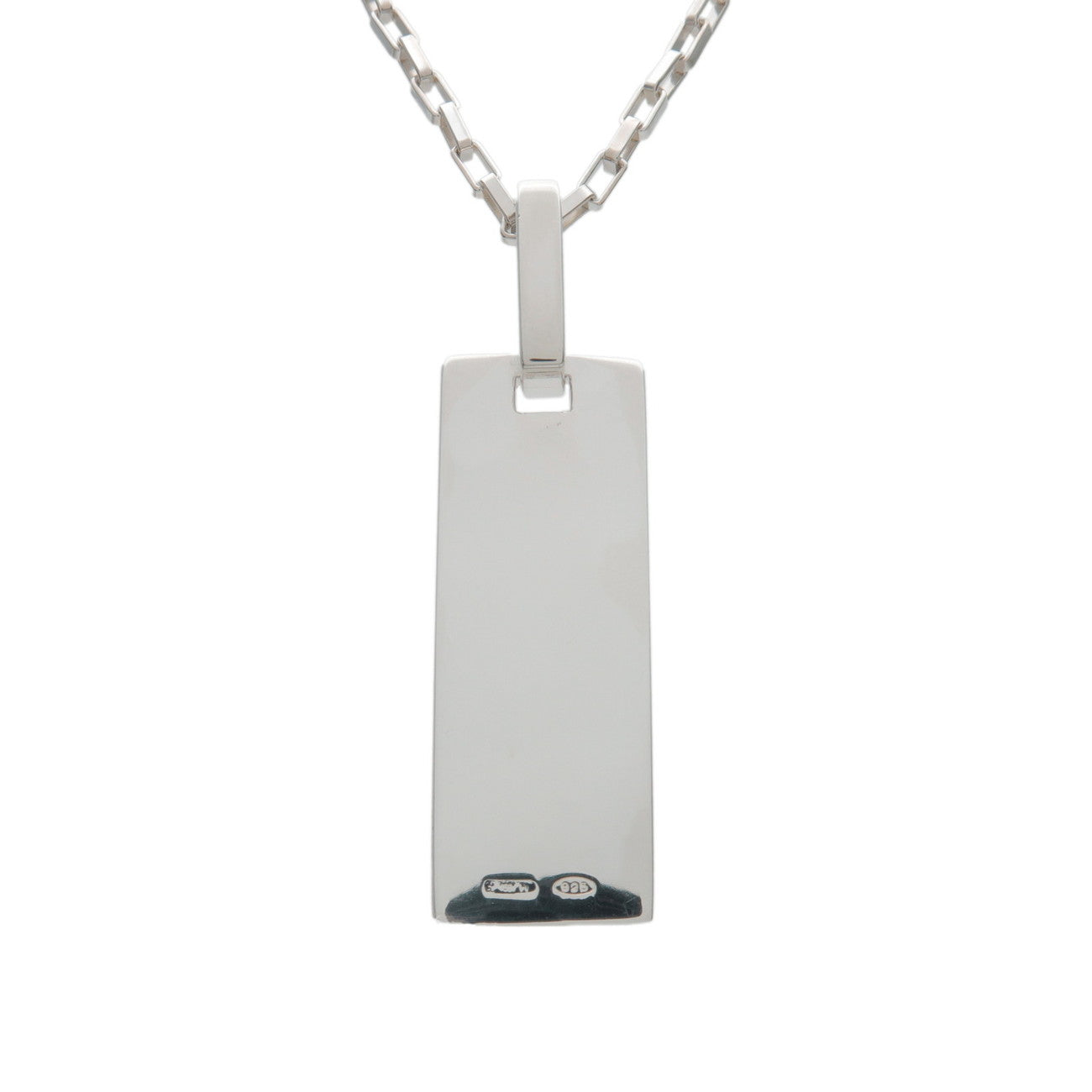 GUCCI Logo Plate Chain Necklace SV925 Silver