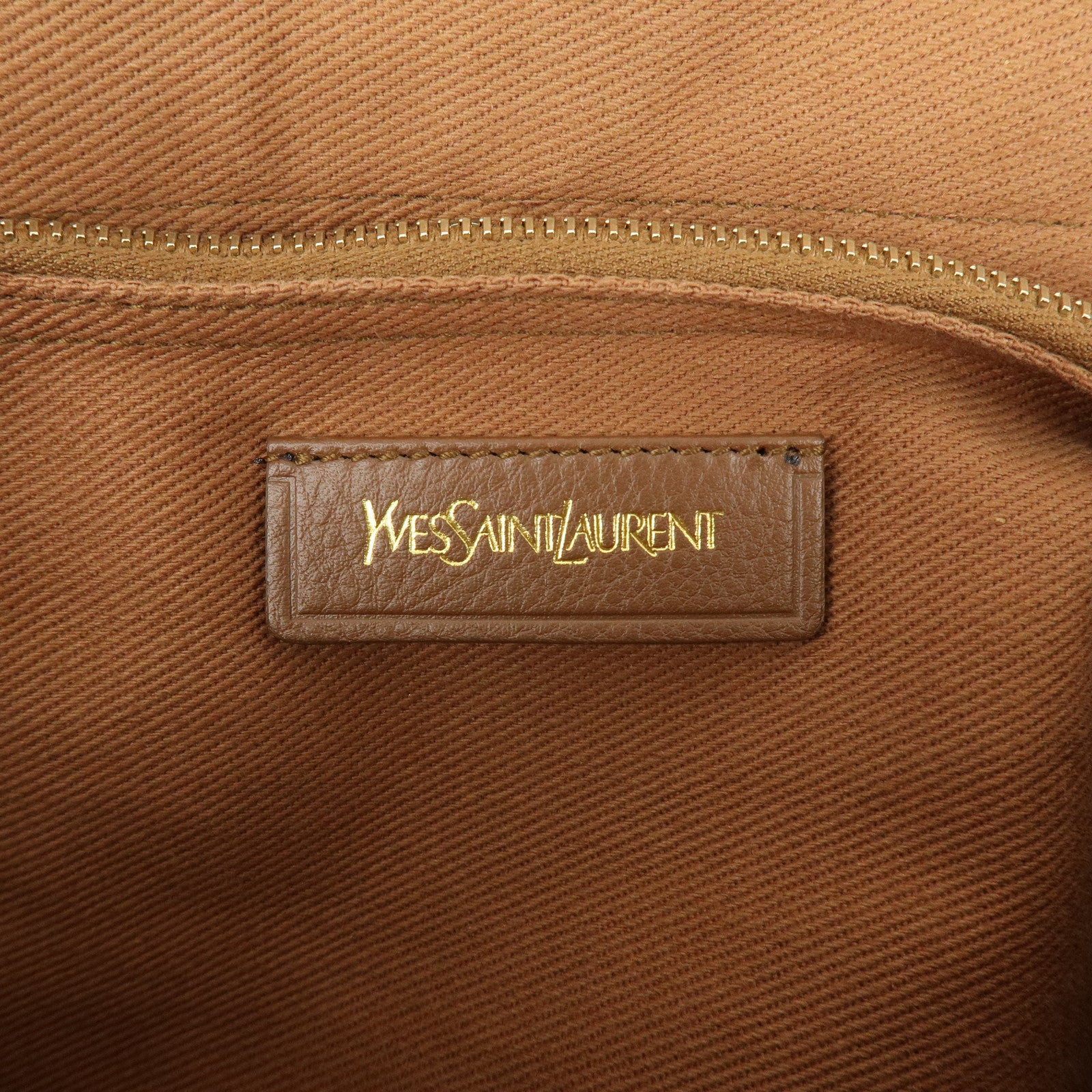 SAINT LAURENT PARIS Muse Two Leather Canvas Hand Bag Brown 229630