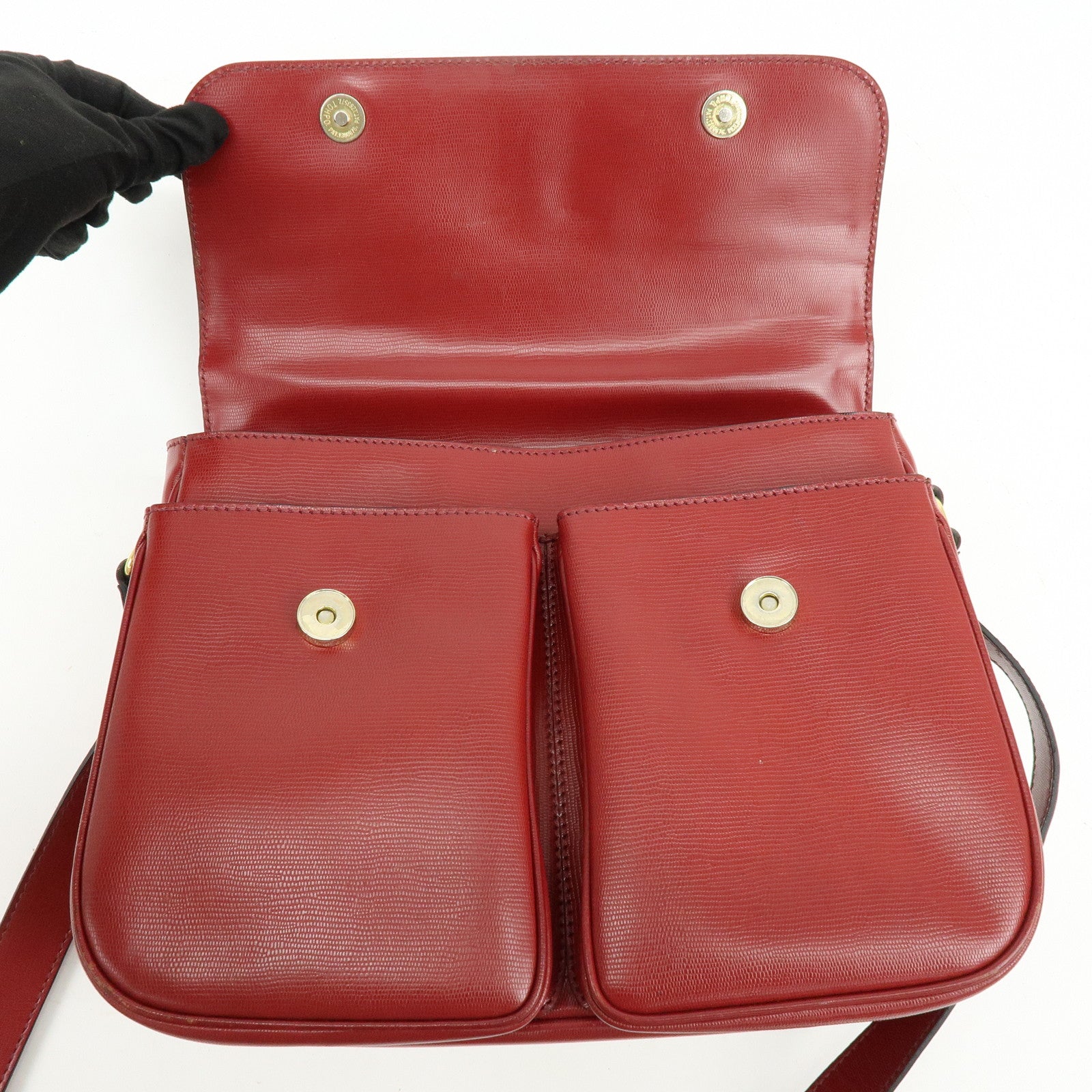 CELINE Leather 2WAY Bag Shoulder Bag Hand Bag Red