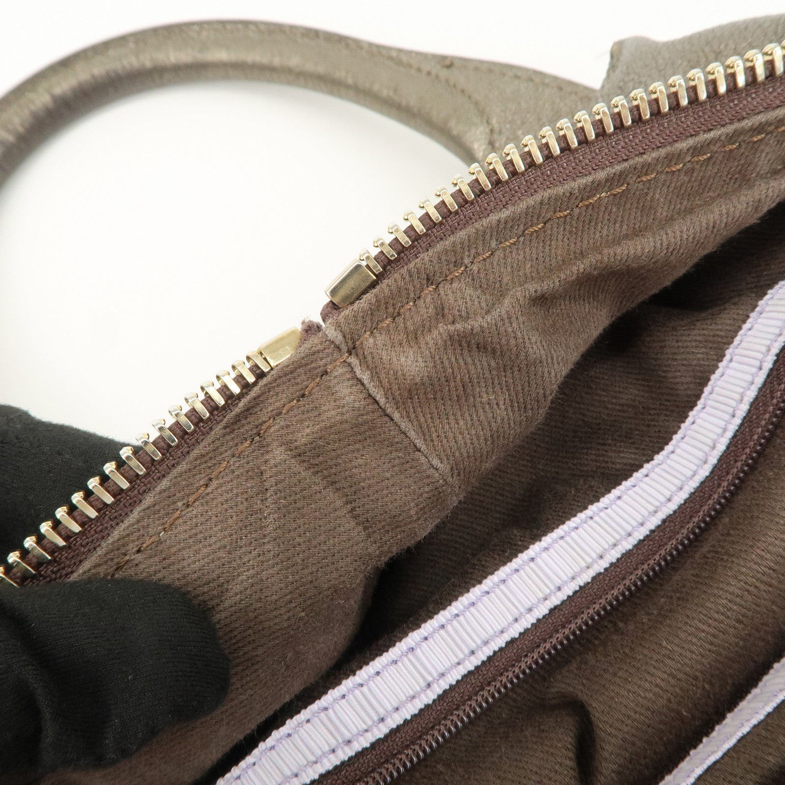 JIMMY CHOO Tulita Leather Shoulder Bag Hand Bag Metallic Brown