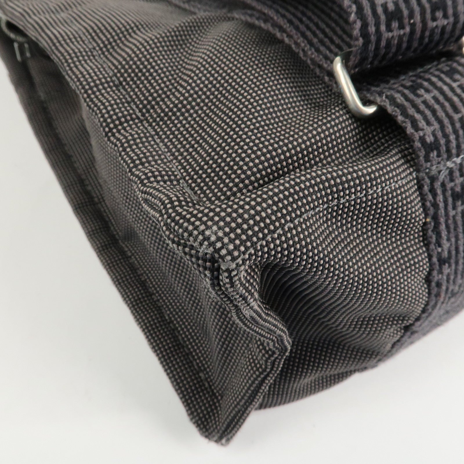 HERMES Her Line A Dos MM Canvas Back Pack Tote Bag Black