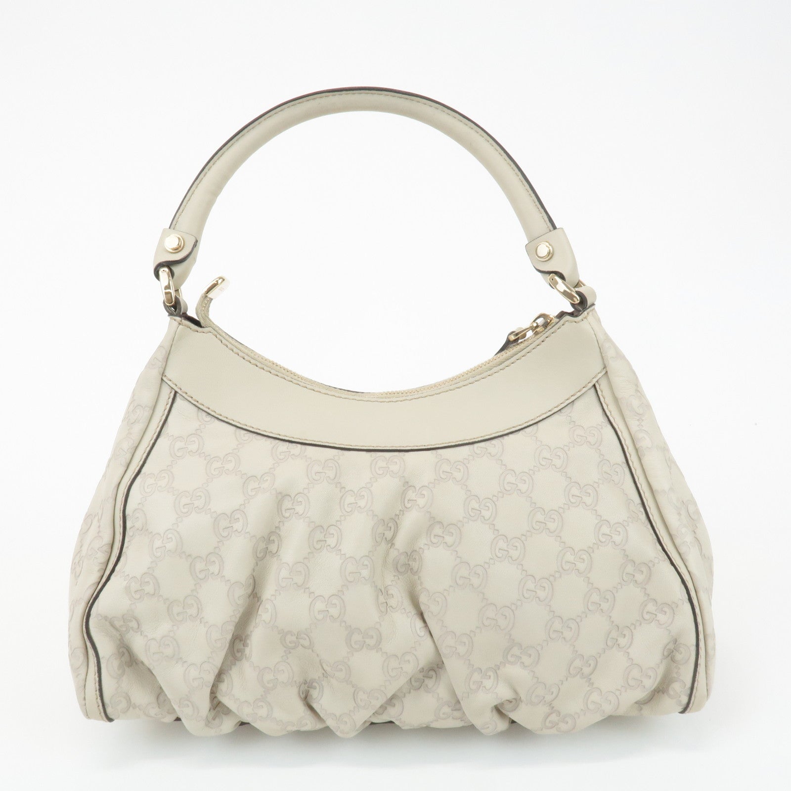 GUCCI Abbey Guccissima Leather Shoulder Bag Hand Bag Ivory 190525 Used