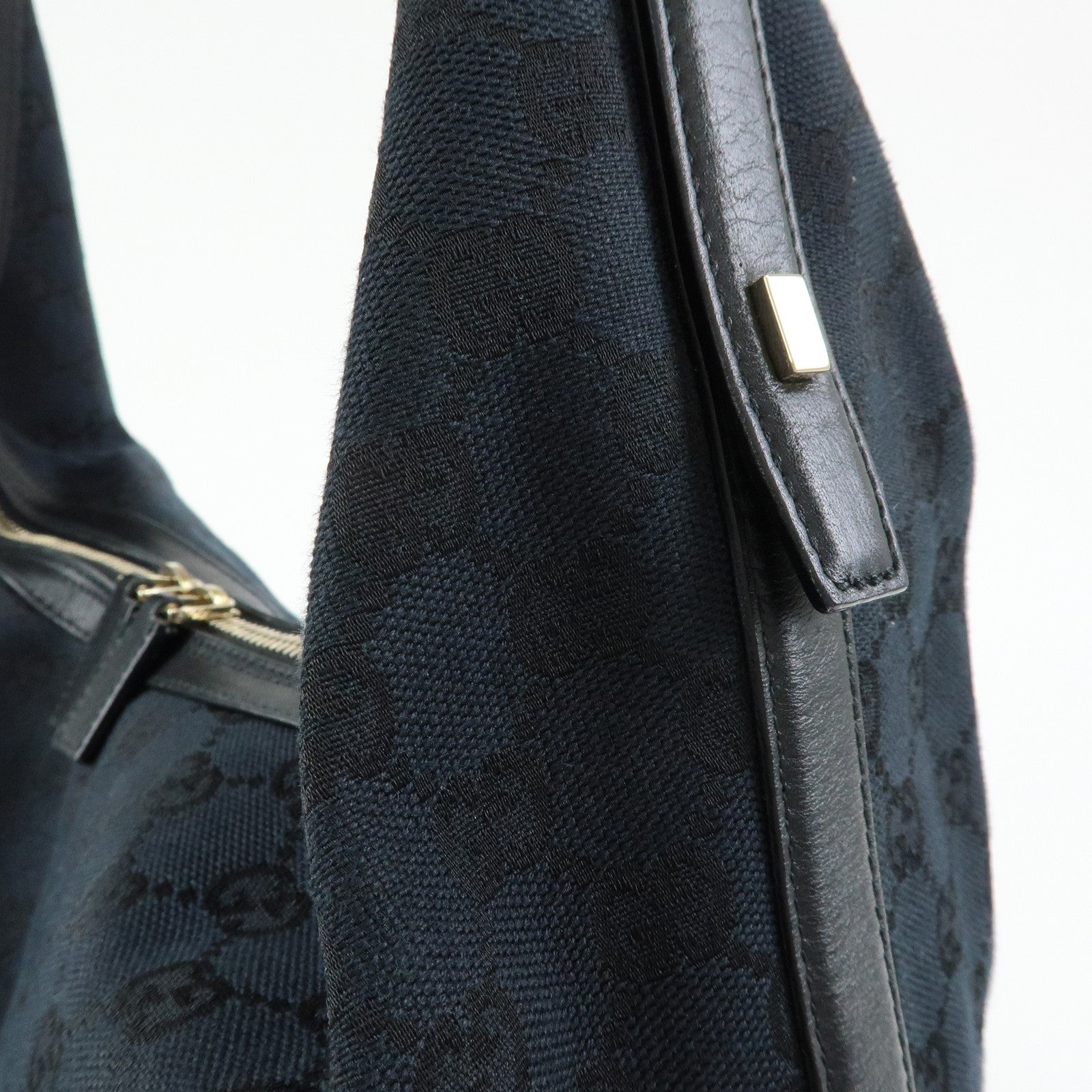 GUCCI GG Canvas Leather Shoulder Bag Hand Bag Black 001.4287