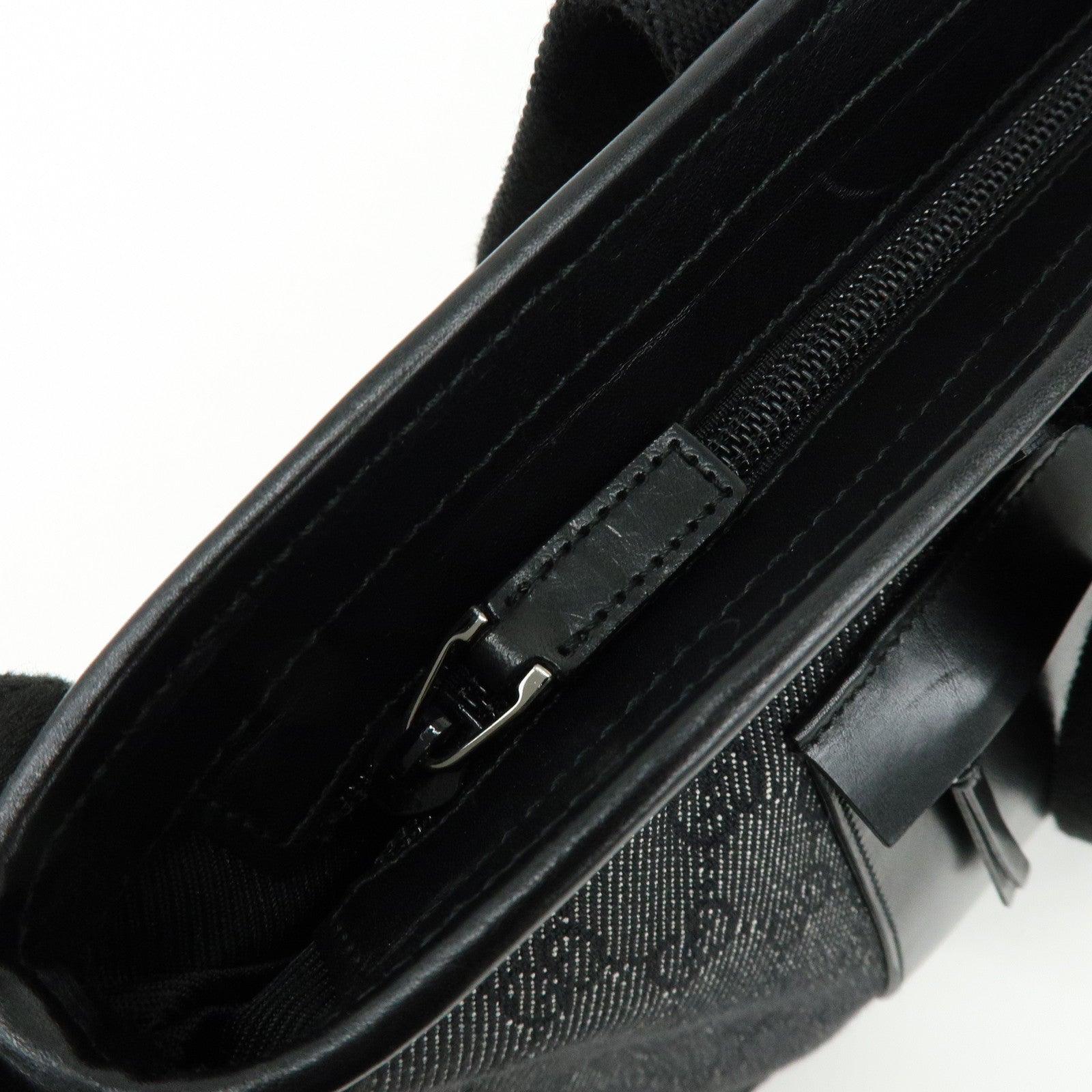 GUCCI GG Canvas Leather Tote Bag Shoulder Bag Black 34339