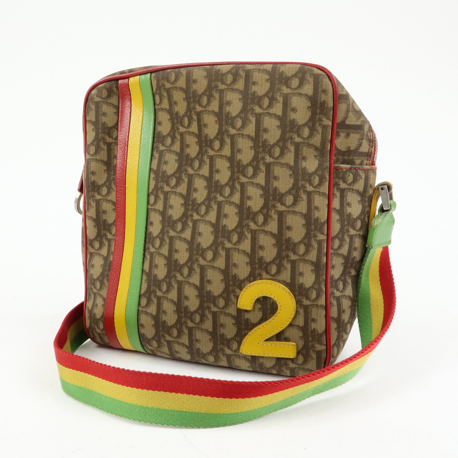 Christian Dior Rasta Trotter PVC Leather Shoulder Bag Brown