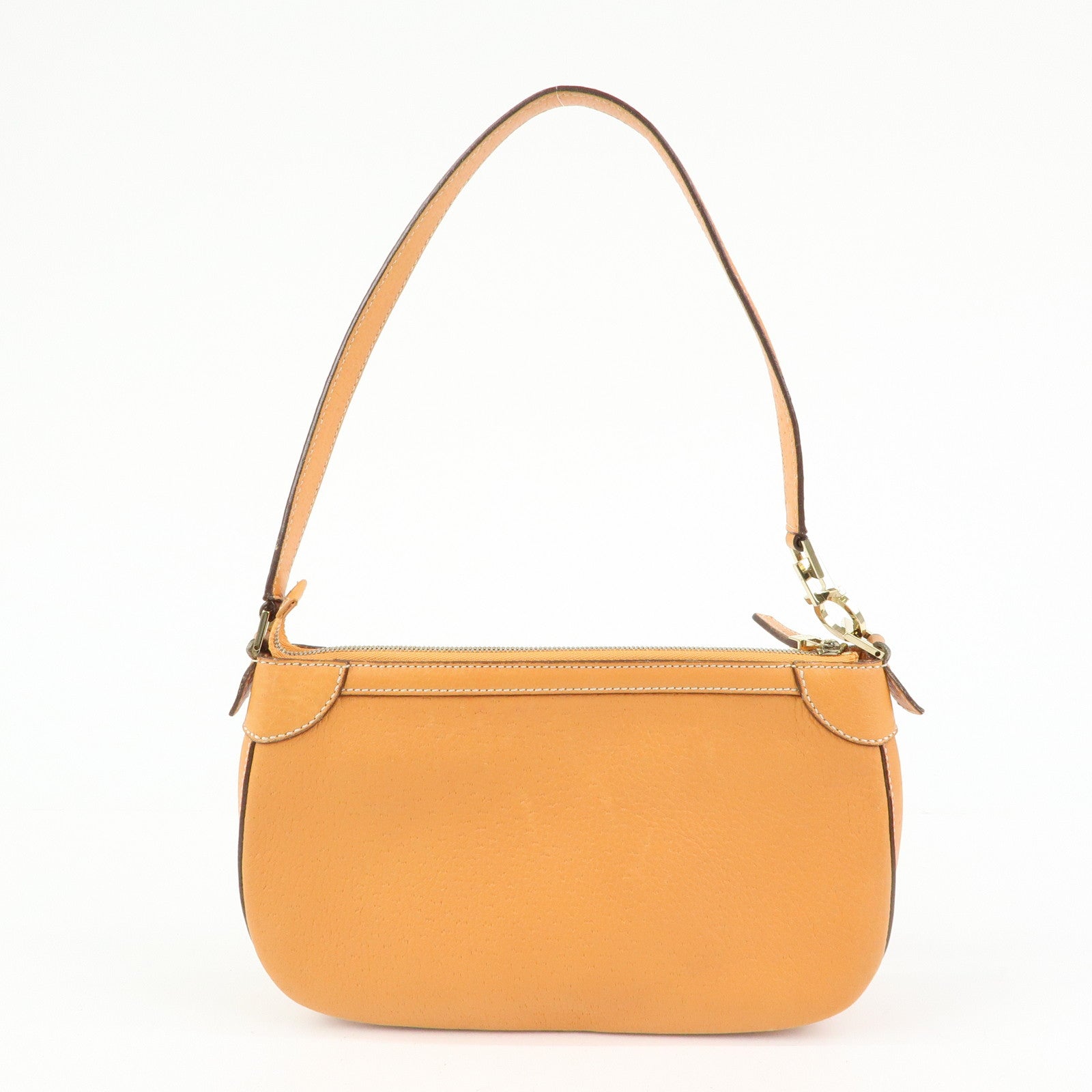 Ferragamo Gancini Leather Hand Bag Shoulder Bag Orange
