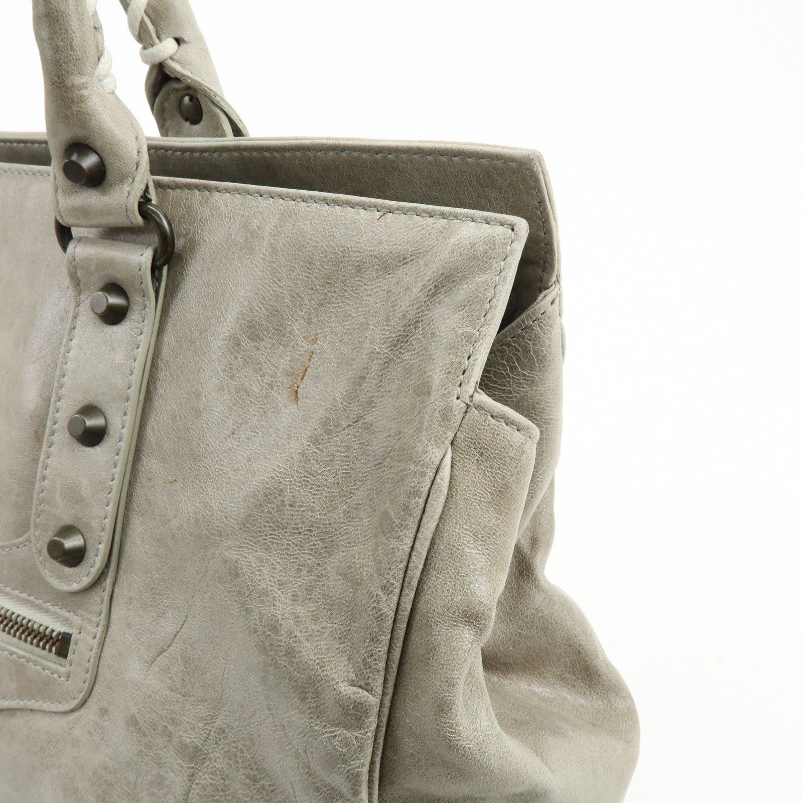 BALENCIAGA The Shopping Leather Tote Bag Shoulder Bag Gray