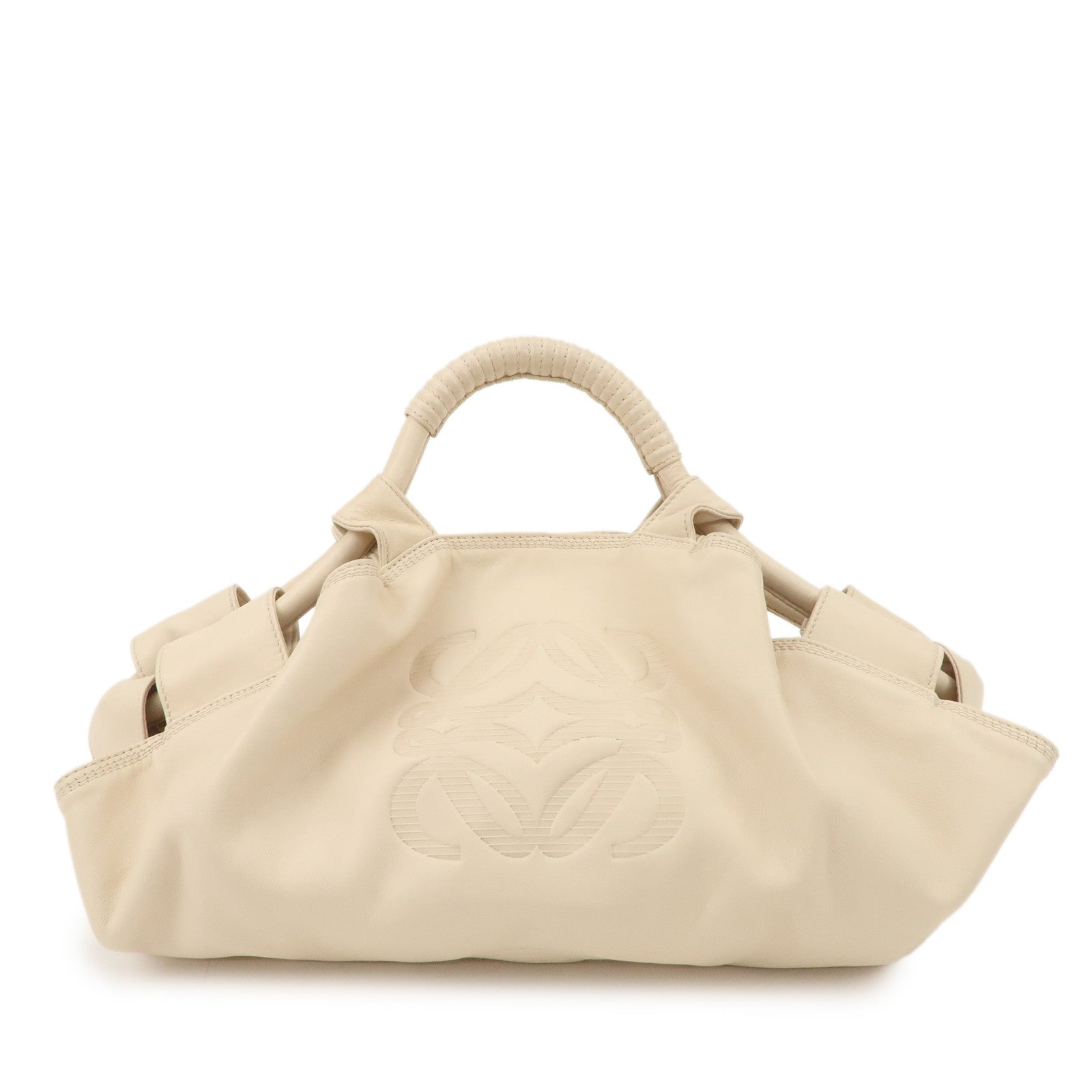 LOEWE Anagram Nappa Aire Leather Hand Bag Shoulder Bag Light Beige