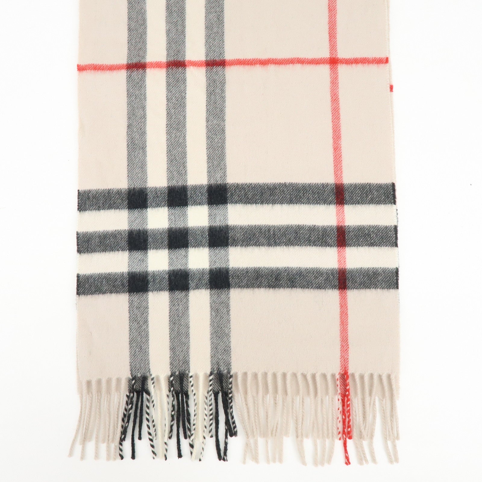 BURBERRY Plaid Cashmere 100% Scarf Nova Plaid Beige Black Red