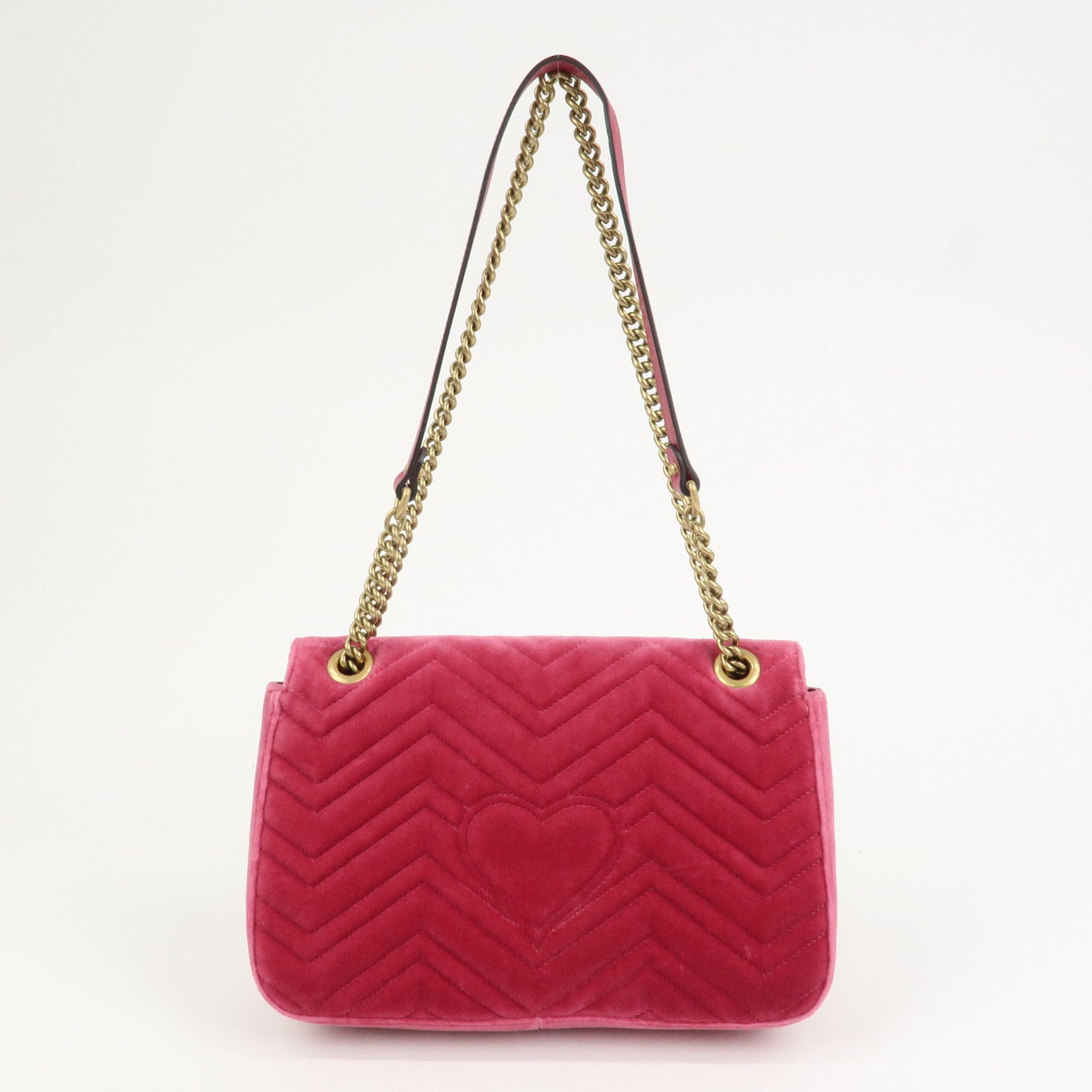 GUCCI GG Marmont Medium Velour Chain Shoulder Bag Pink 443496