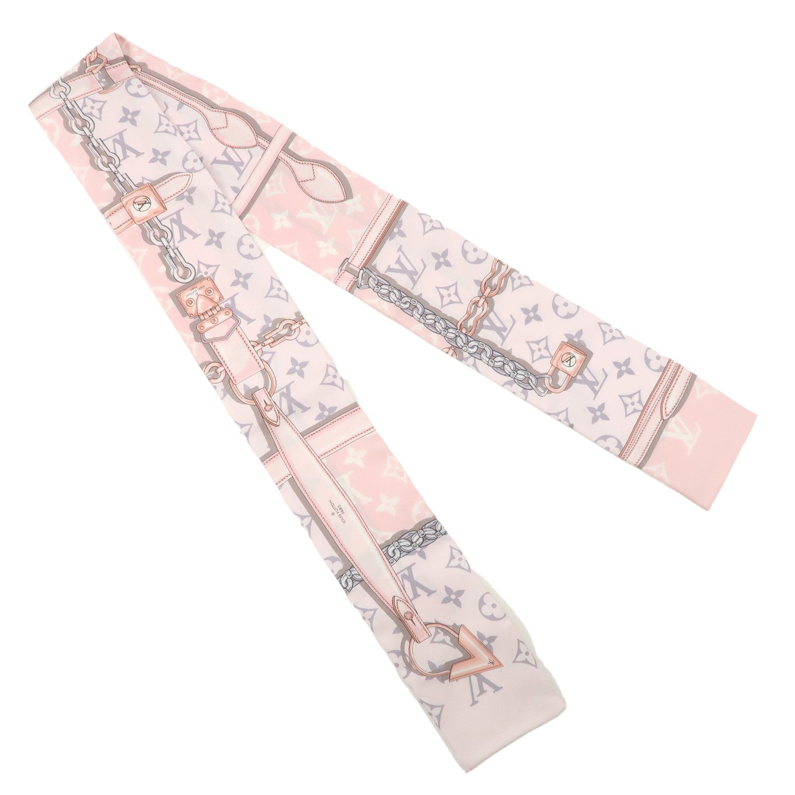 Louis Vuitton 100% Silk Bandeau Monogram Confidential Scarf Pink M70637 Used