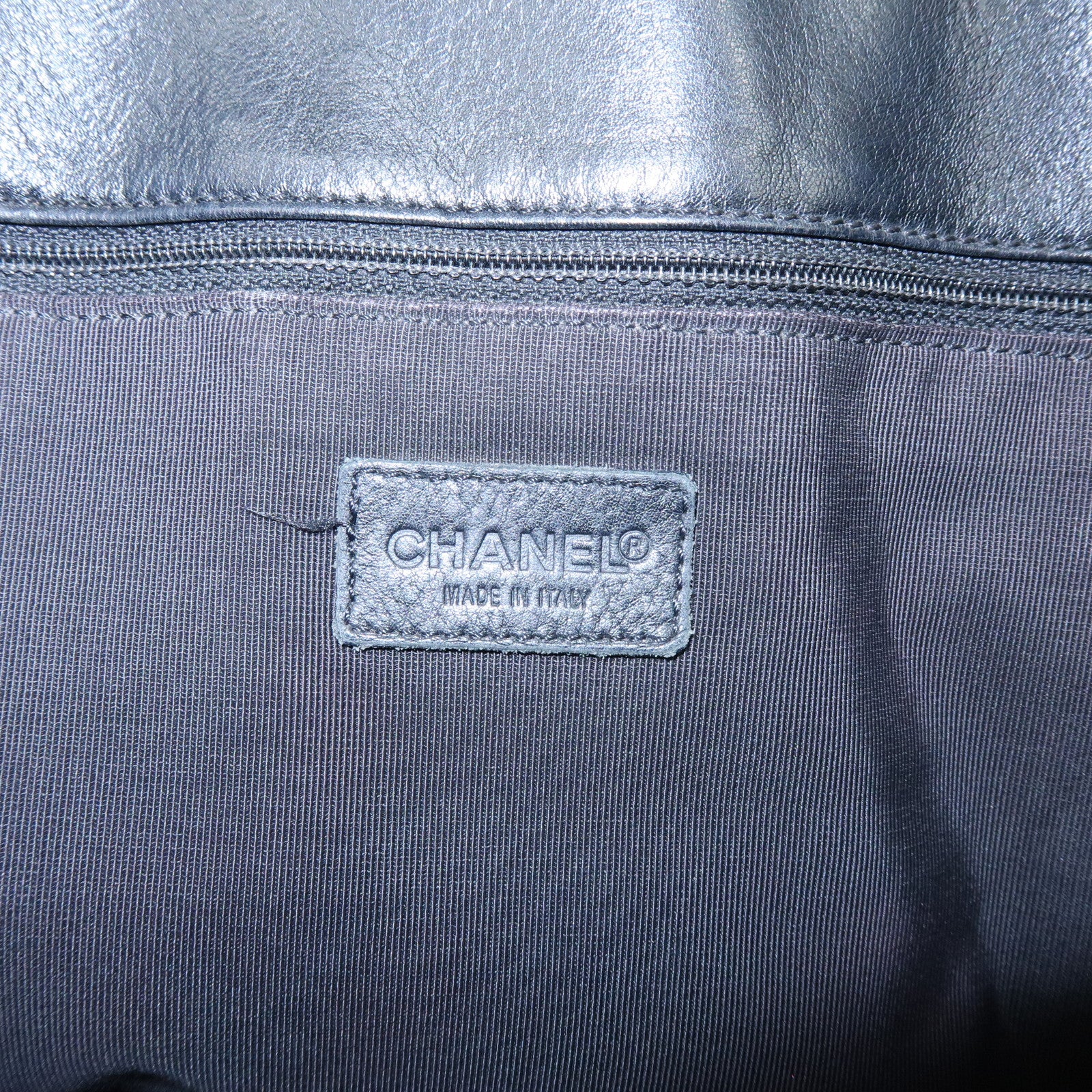 CHANEL Calf Leather Tote Bag Shoulder Bag Hand Bag Black