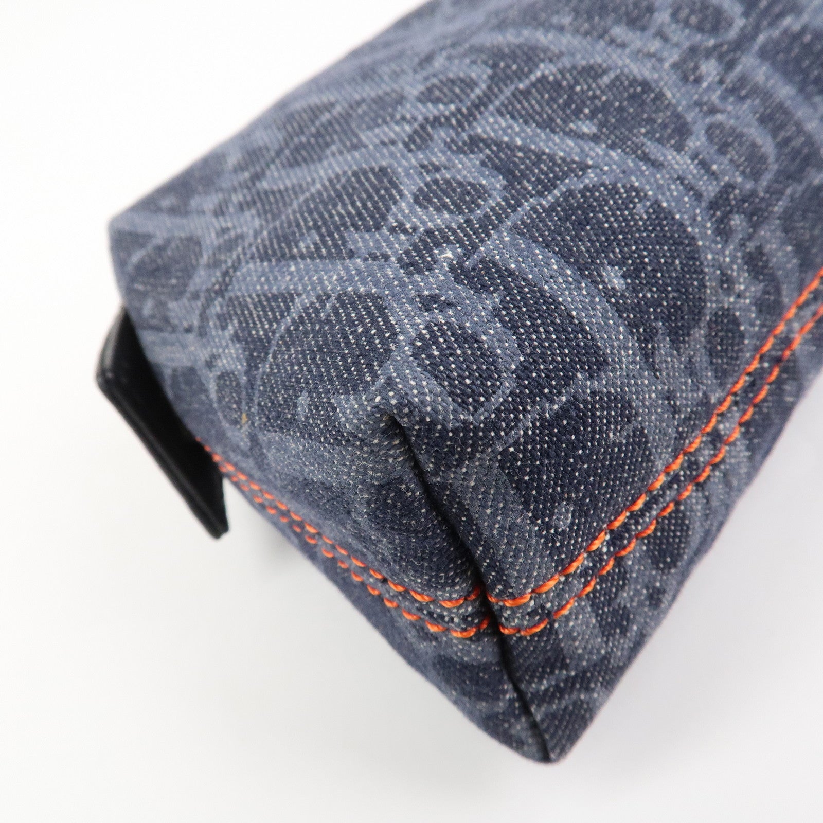 Christian Dior Denim Cosmetic Pouch Indigo Blue Orange