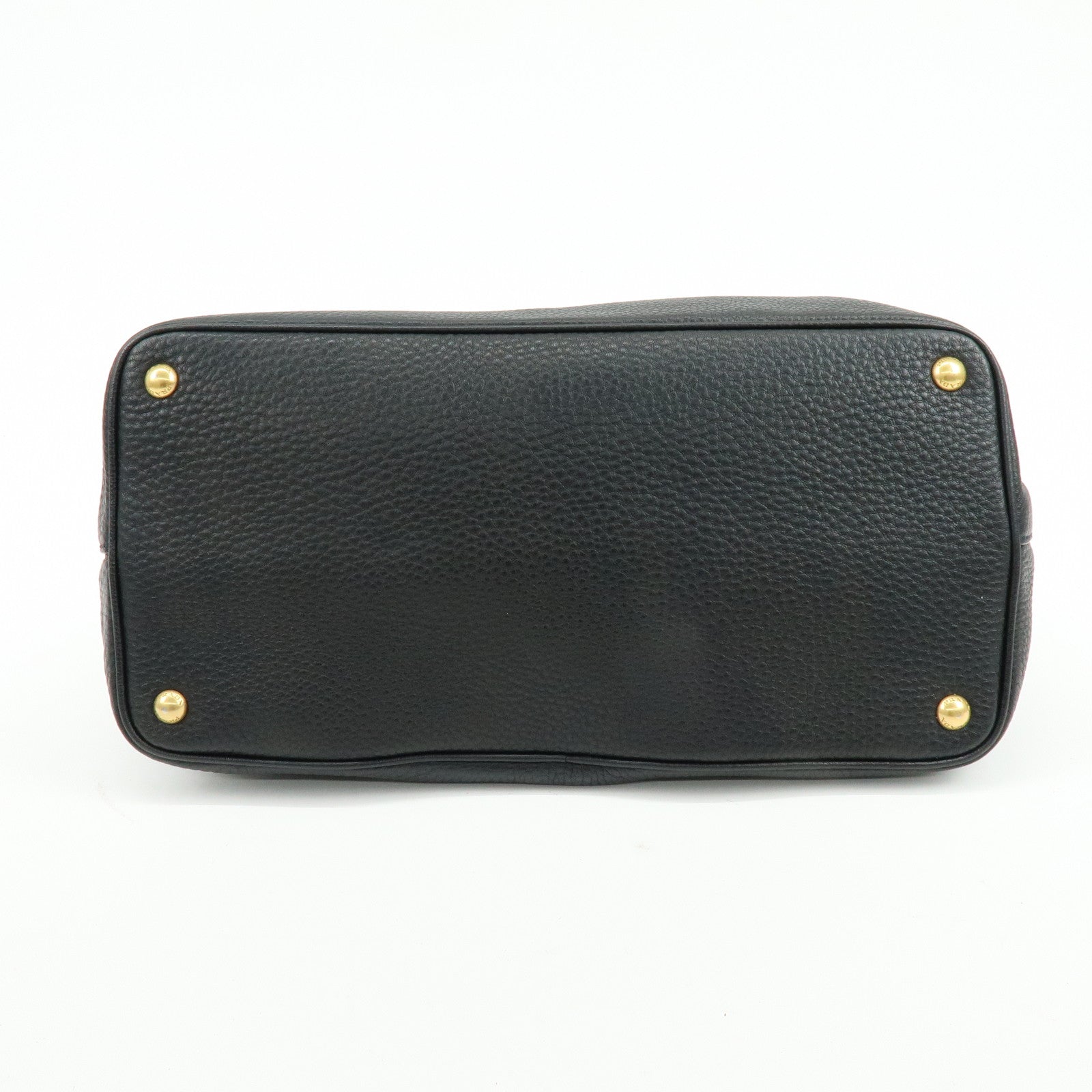 PRADA Calf Leather Tote Bag Hand Bag Black BN2579