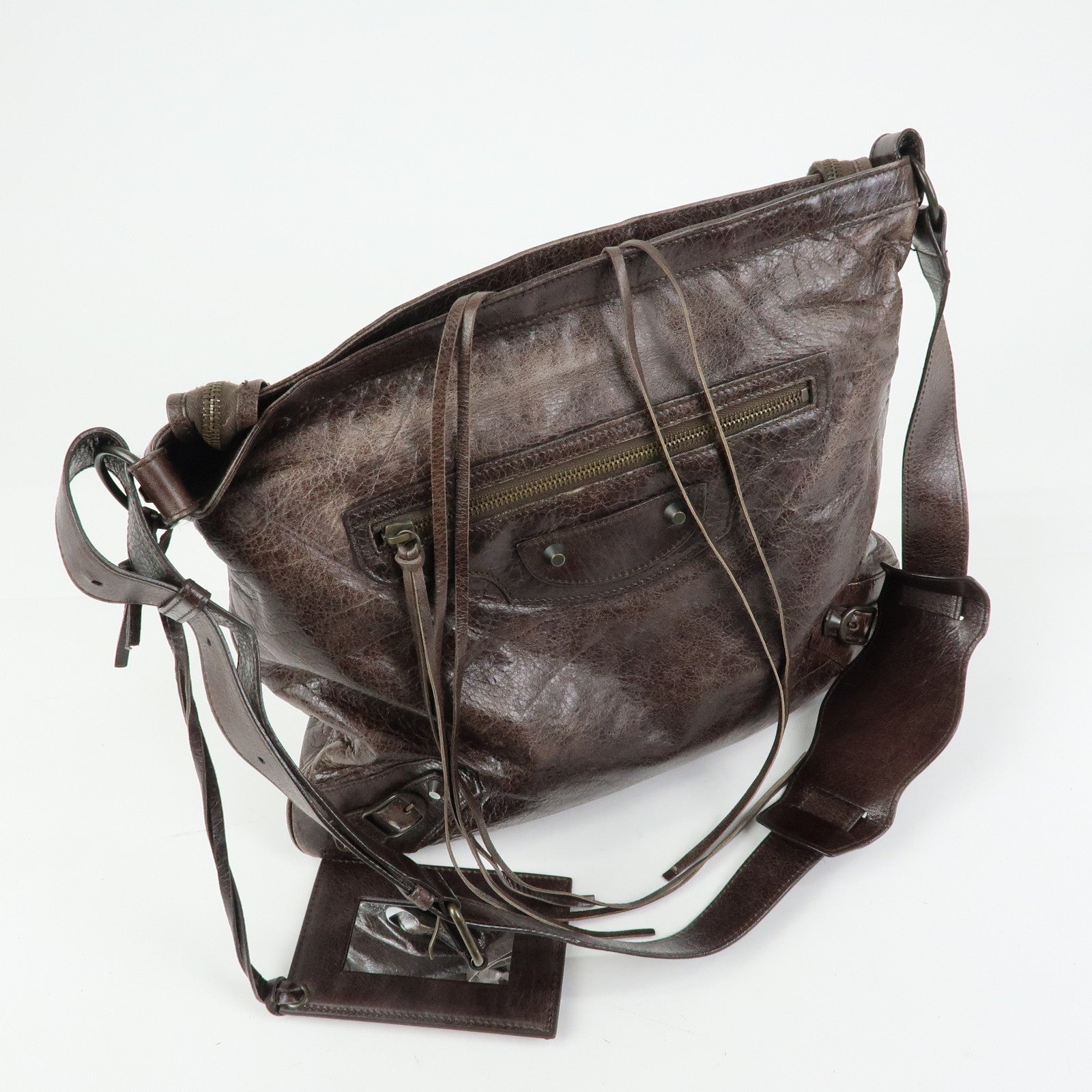 BALENCIAGA The Messenger Leather Shoulder Bag Brown 177289