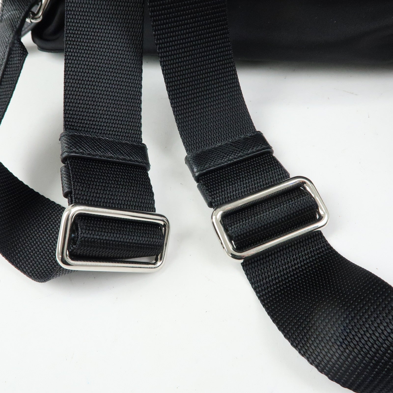 PRADA Triangle Logo Nylon Studs Backpack Rucksack Black 1BZ811