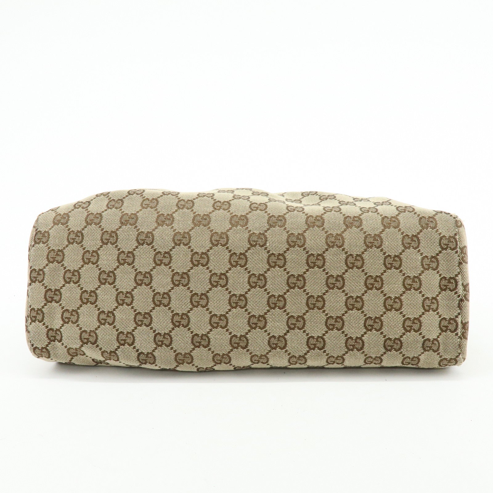 GUCCI GG Monogram Canvas Wood Handle Hand Bag Brown 112683