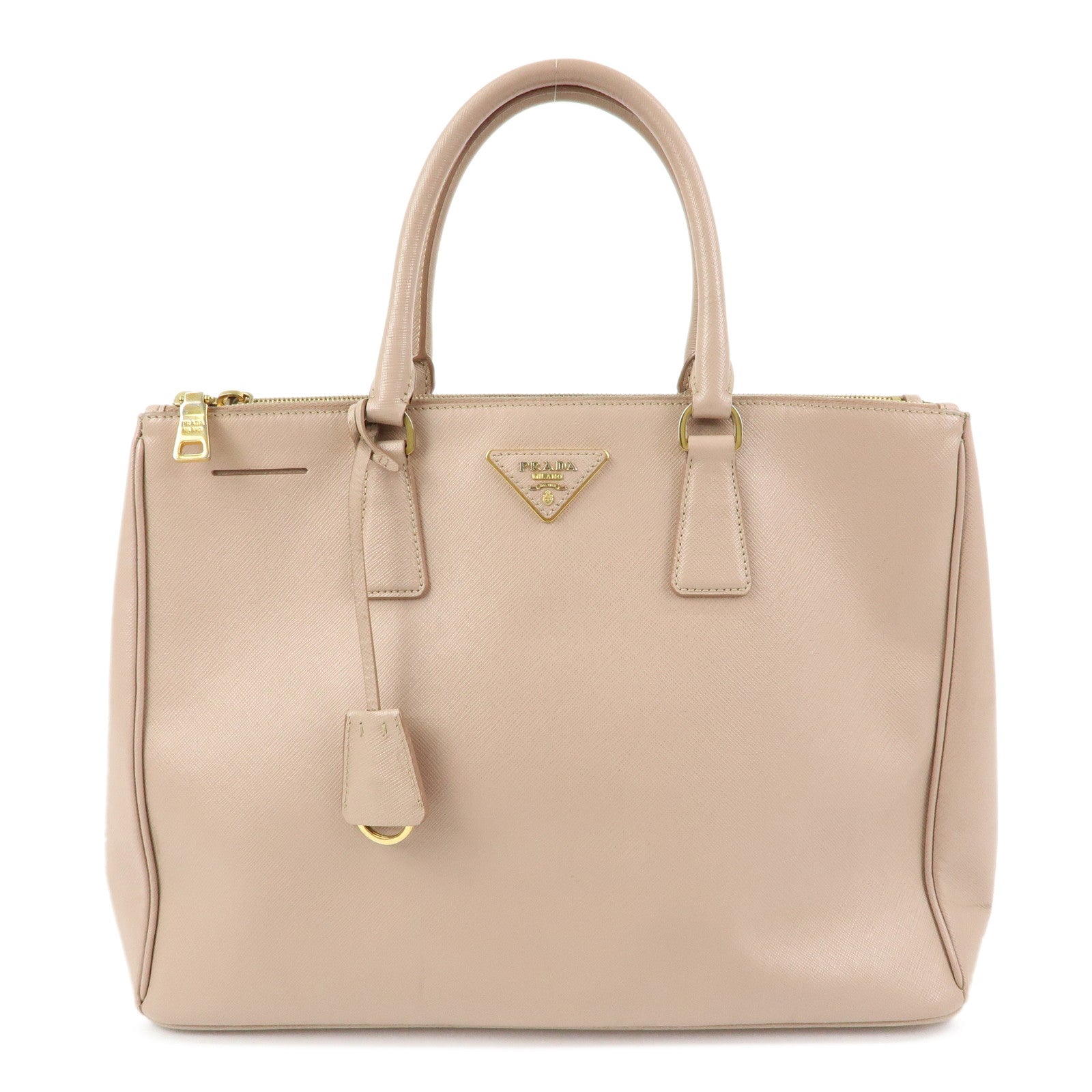 PRADA Triangle Logo Galleria Saffiano Leather Tote Hand Bag Pink