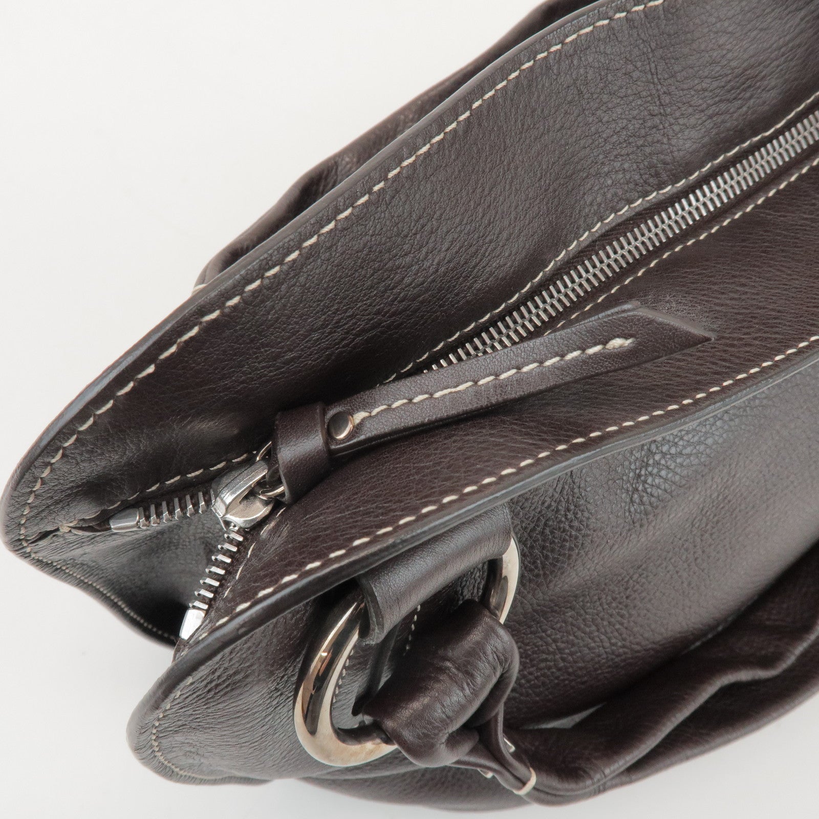 CELINE Bittersweet Leather Shoulder Bag Hand Bag Dark Brown