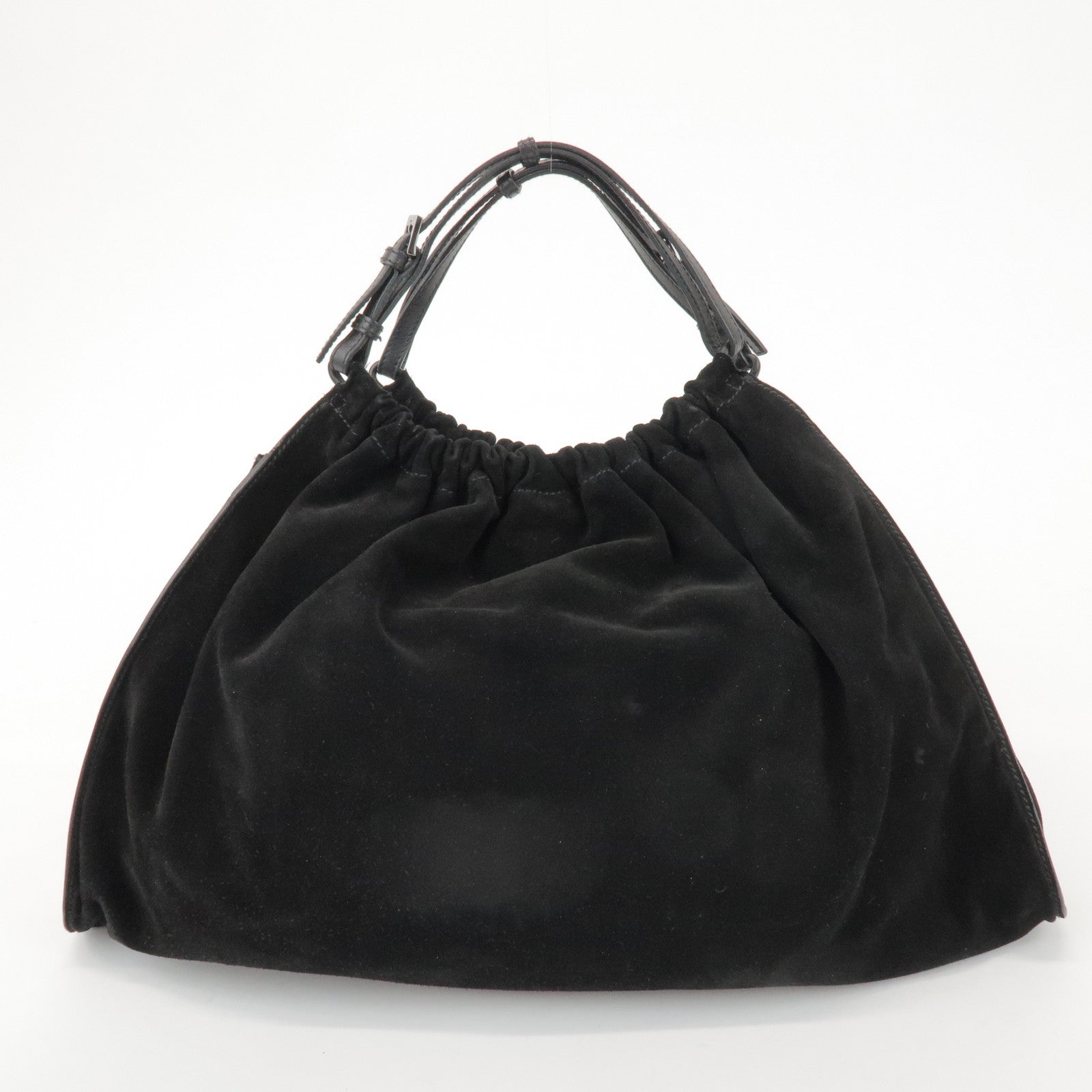GUCCI Suede Leather Hand Bag Shoulder Bag Black 0014335