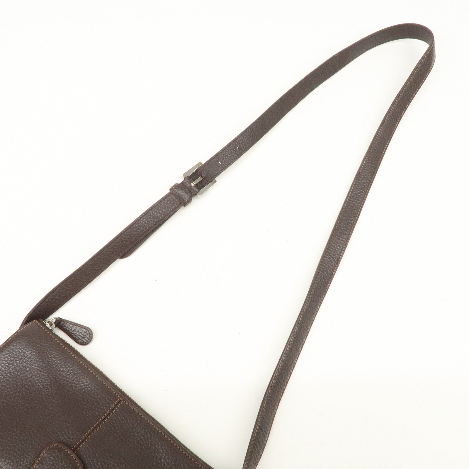 LOEWE Senda Logo Leather Shoulder Bag Crossbody Bag Brown
