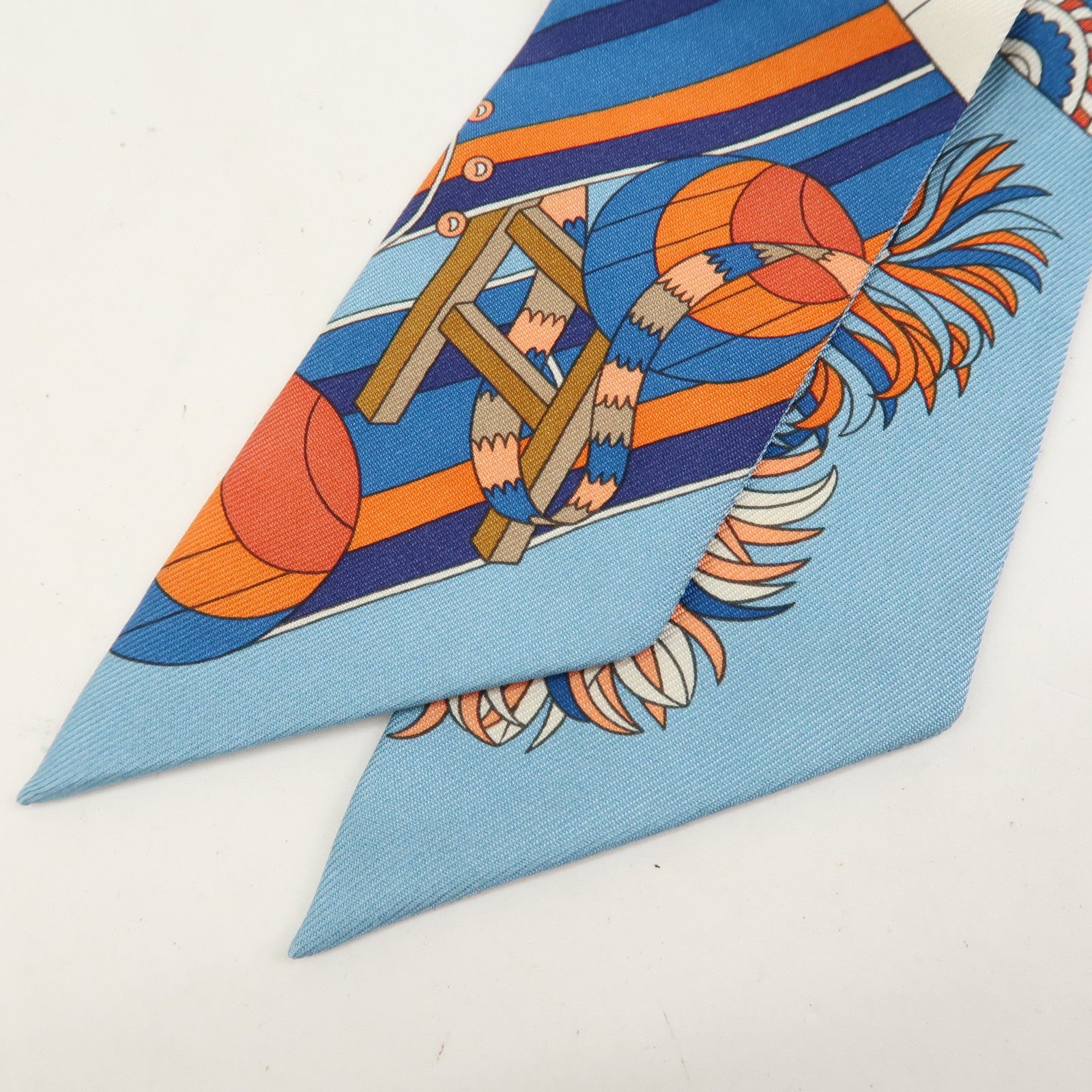 HERMES Twilly Silk 100% Scarf De l'Ombrelle aux Duels Vieux