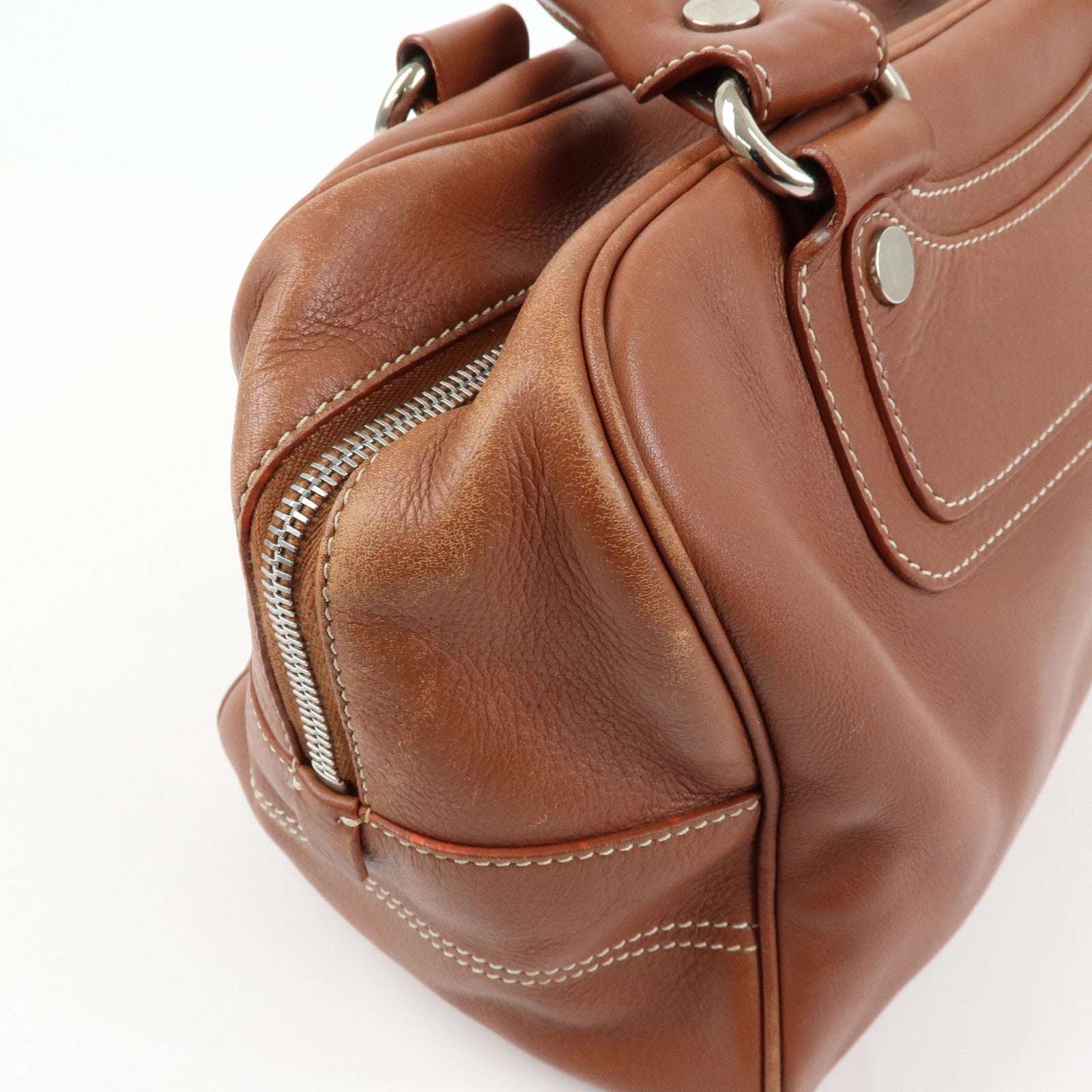 CELINE Boogie Bag Leather Hand Bag Tote Bag Brown