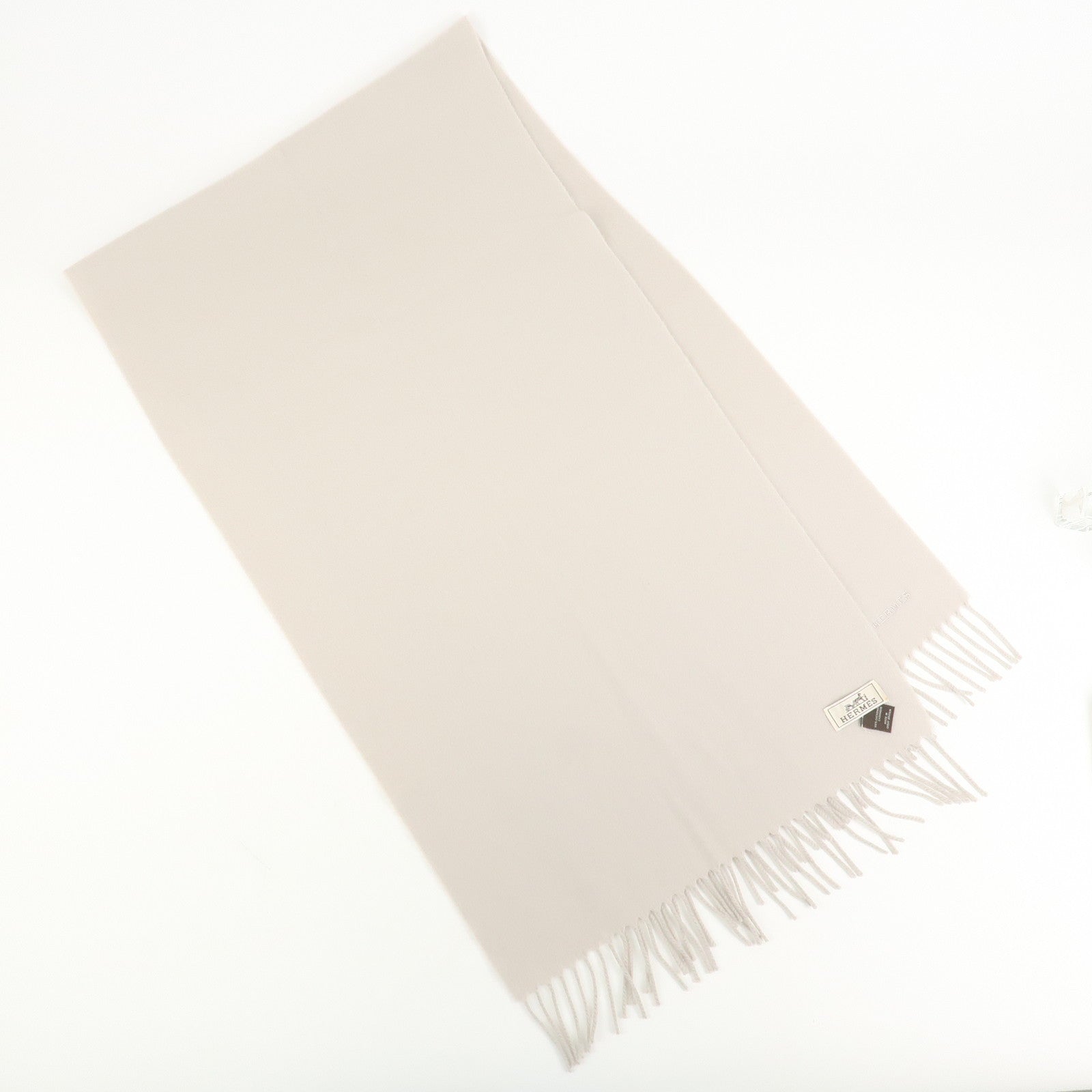 HERMES Cashmere 100% Scarf Stole Ivory