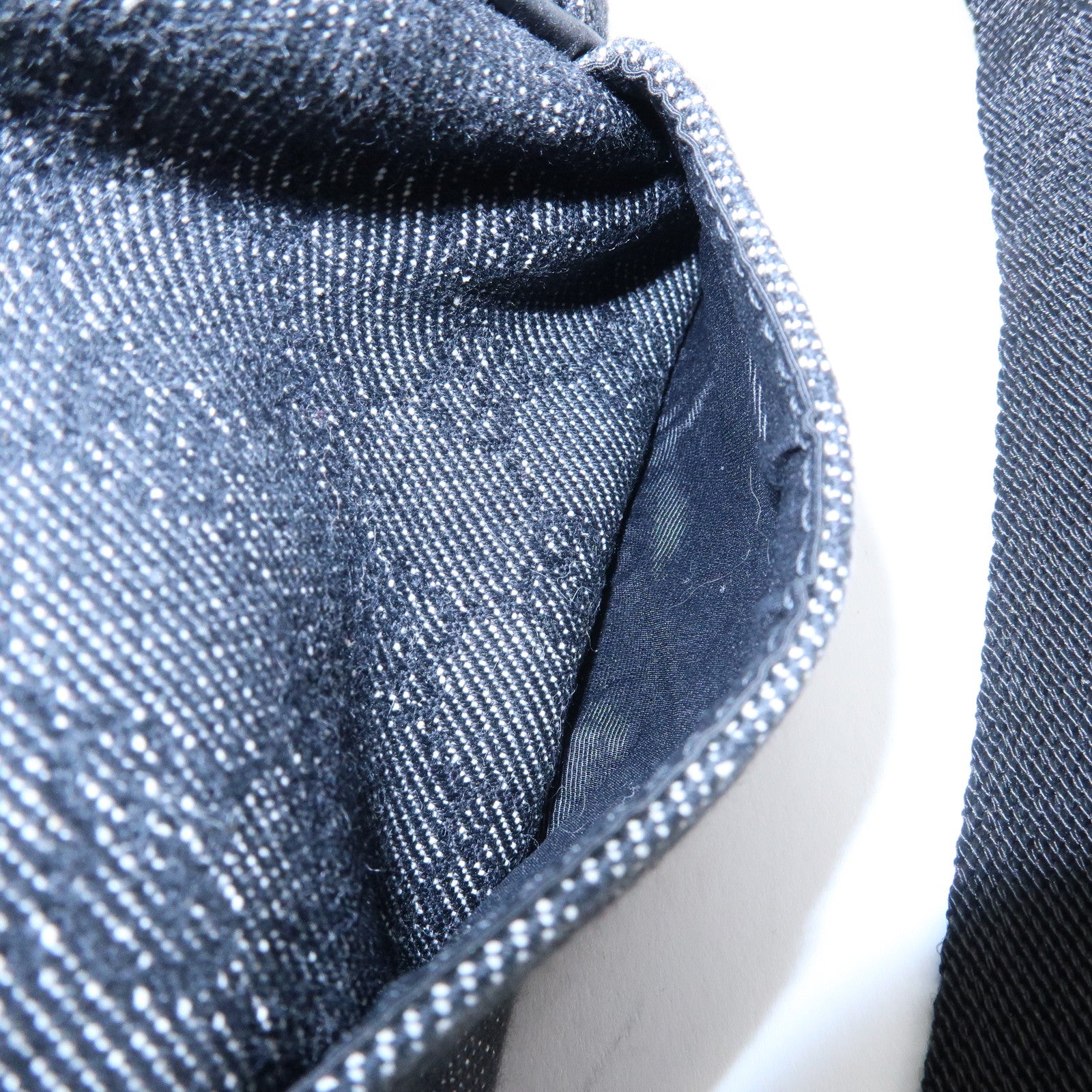 GUCCI Half Moon GG Denim Shoulder Bag Hand Bag Black 90781