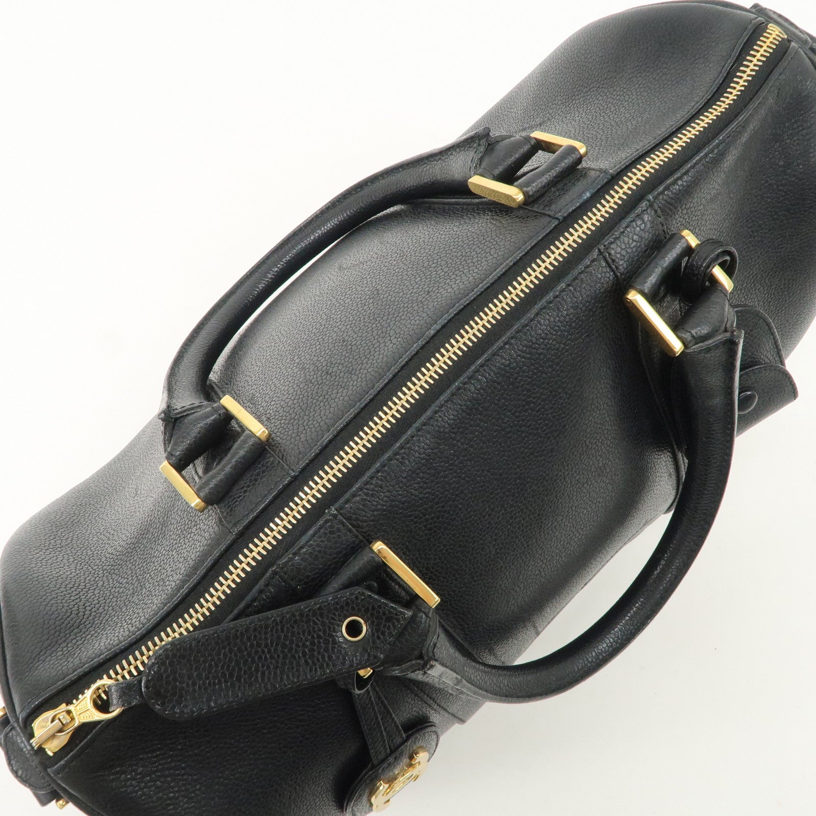 CHANEL COCO Mark Caviarskin Mini Boston Bag Hand Bag Black Used