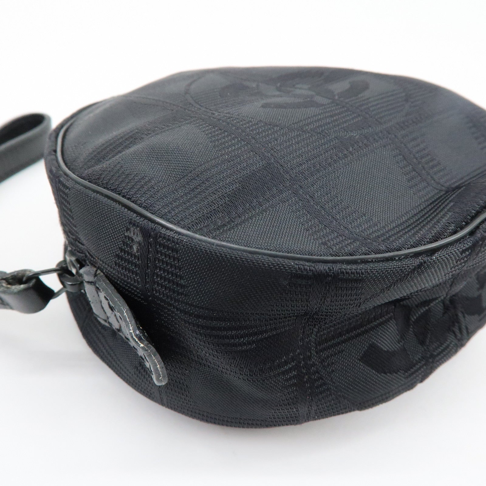 CHANEL New Travel Line Nylon Jacquard Leather Cosmetic Pouch Black