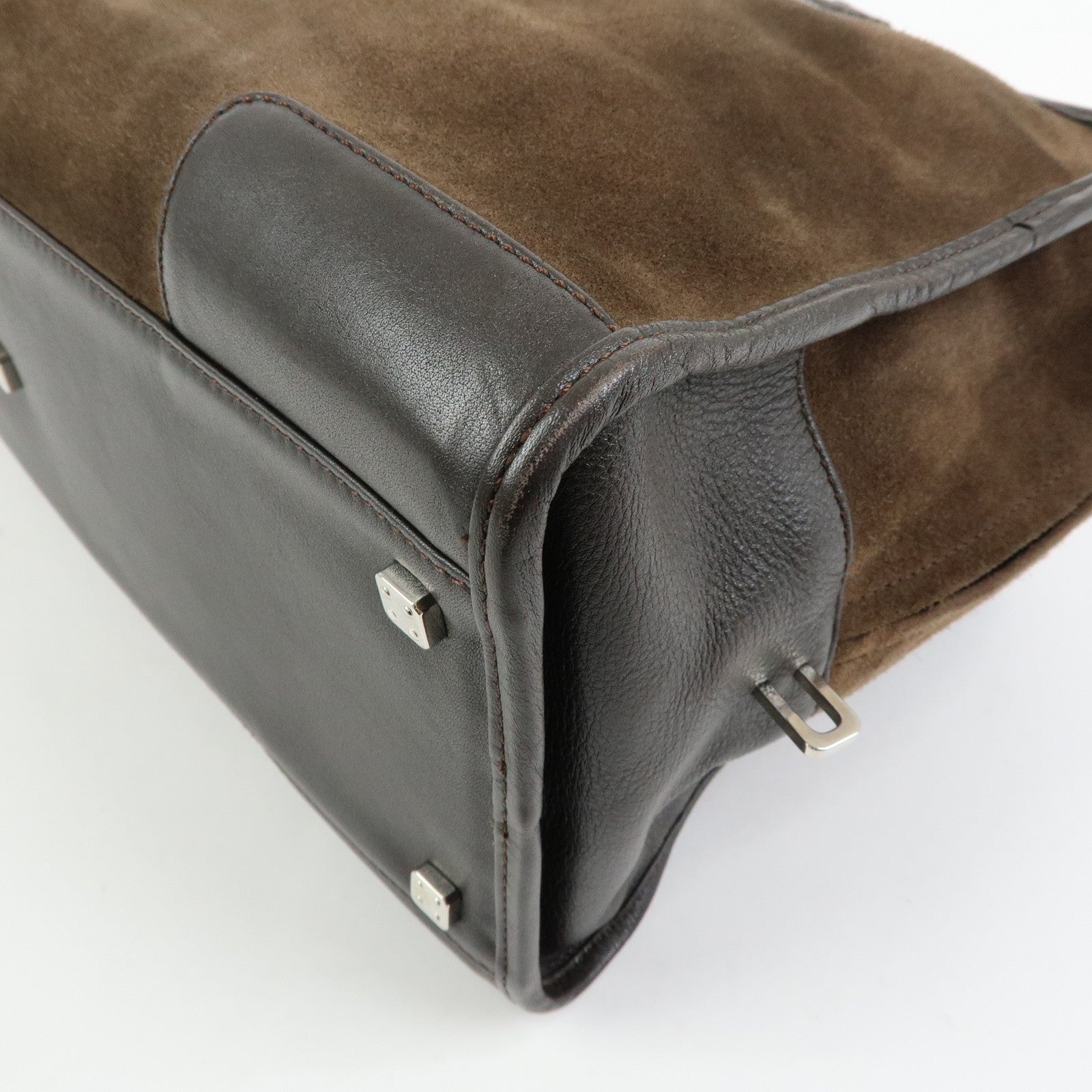 LOEWE Anagram Amazona36 Suede Leather Hand Bag Boston Bag Brown