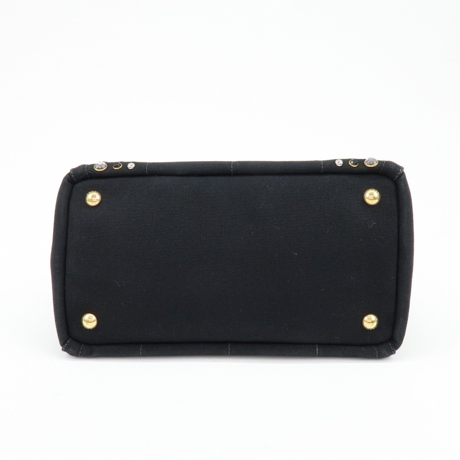 PRADA Canapa Mini Canvas 2Way Bag Hand Bag Black 1BG439