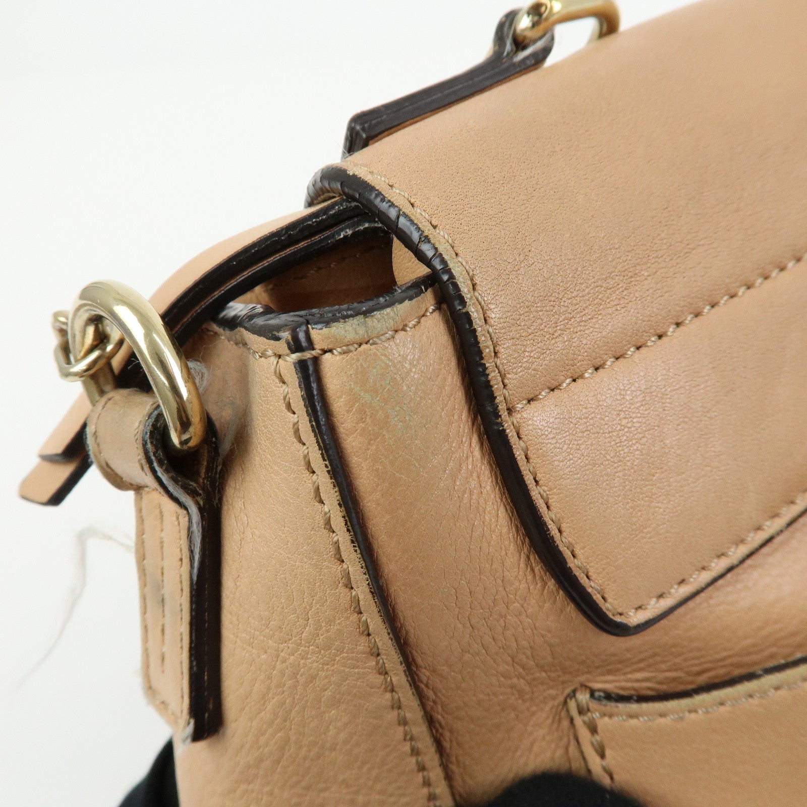 Chloe Leather 2Way Bag Shoulder Bag Hand Bag Beige Authentic Used F/S