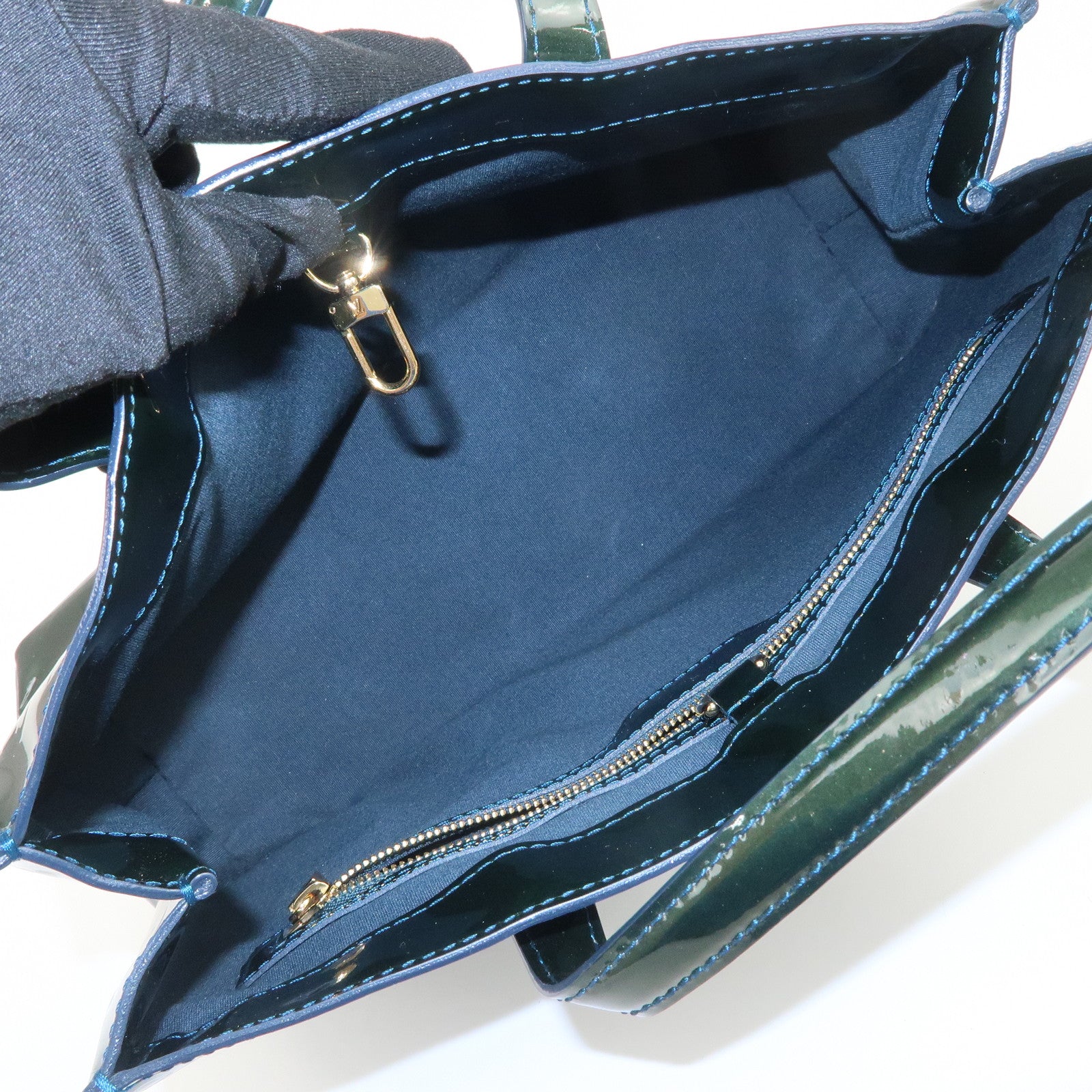 Louis Vuitton Monogram Vernis Wilshire PM Hand Bag Bleu Nuit M93684