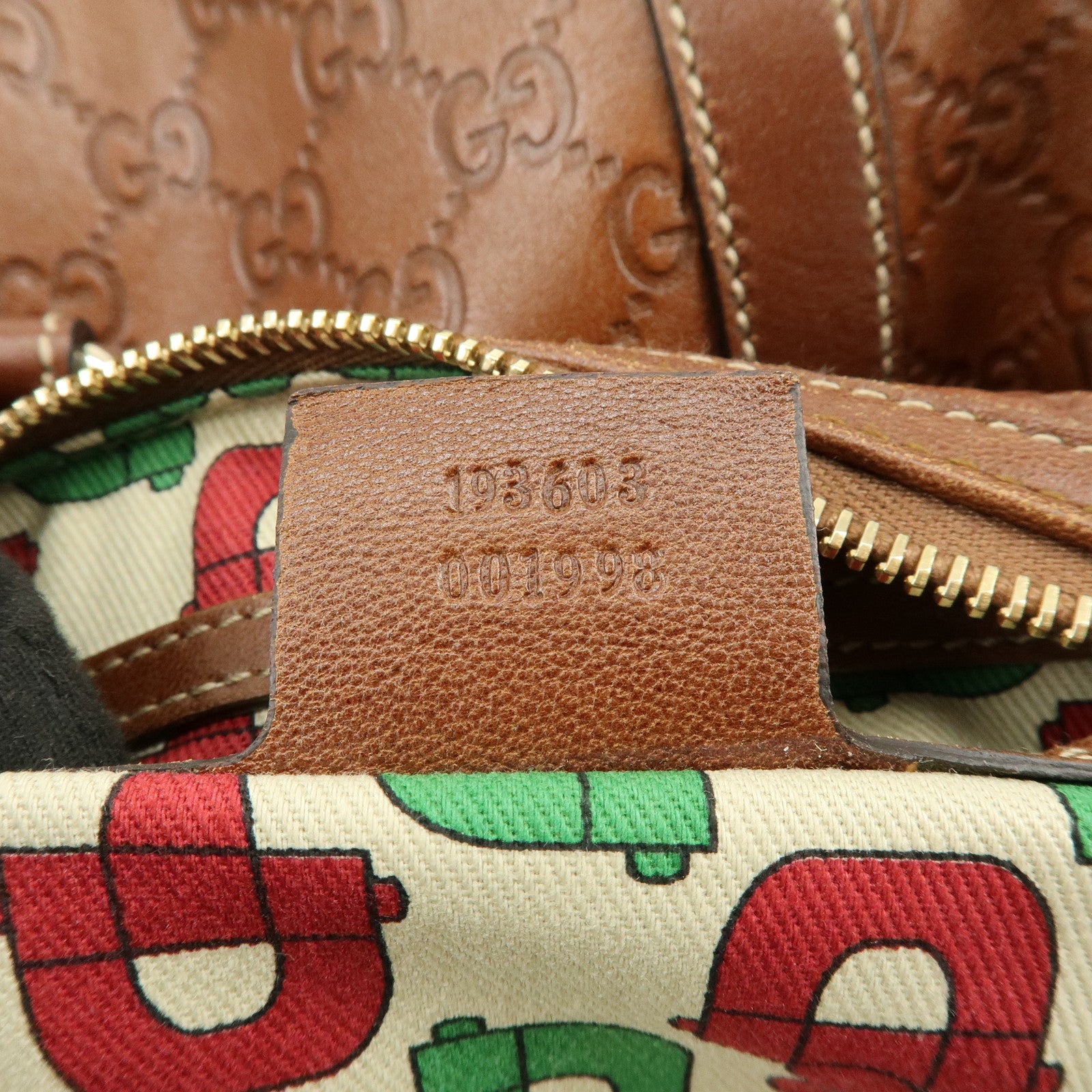 GUCCI Guccissima Leather Boston Bag Hand Bag Brown 193603