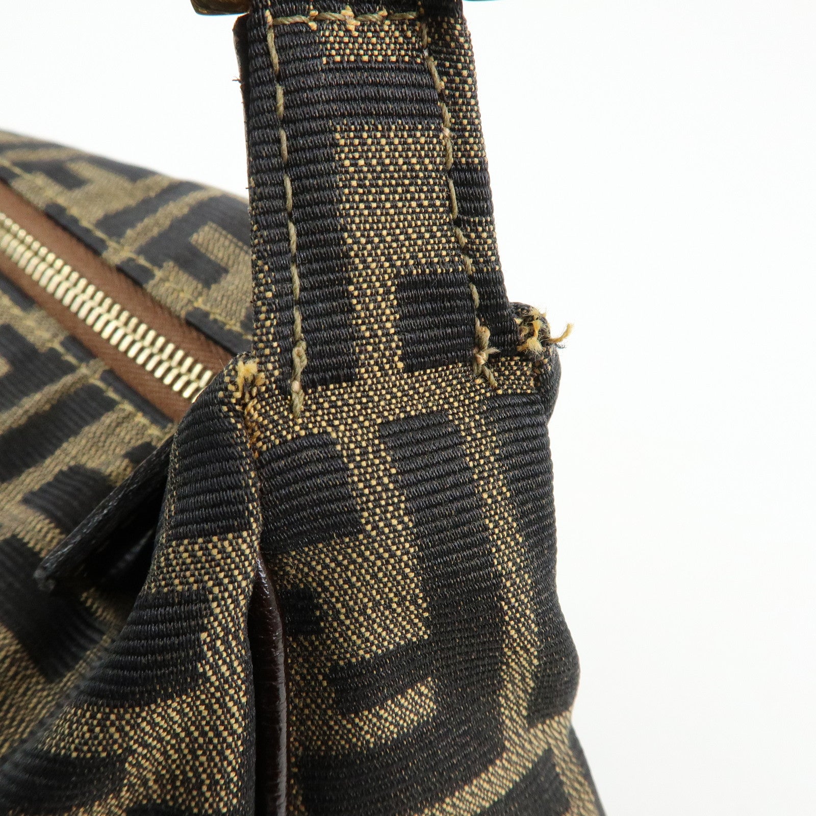 FENDI Zucca Canvas Leather Shoulder Bag Hand Bag Brown 83152390981