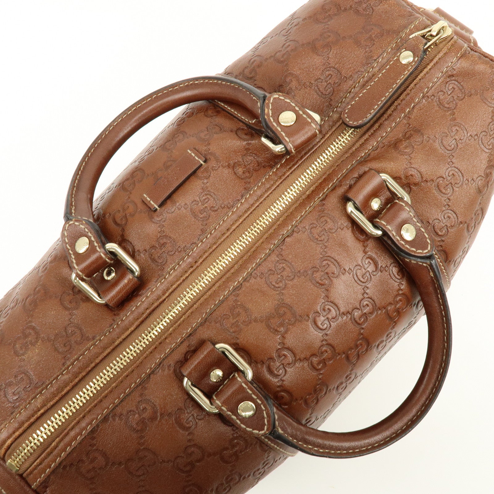 GUCCI Guccissima Leather Boston Bag Hand Bag Brown 193603
