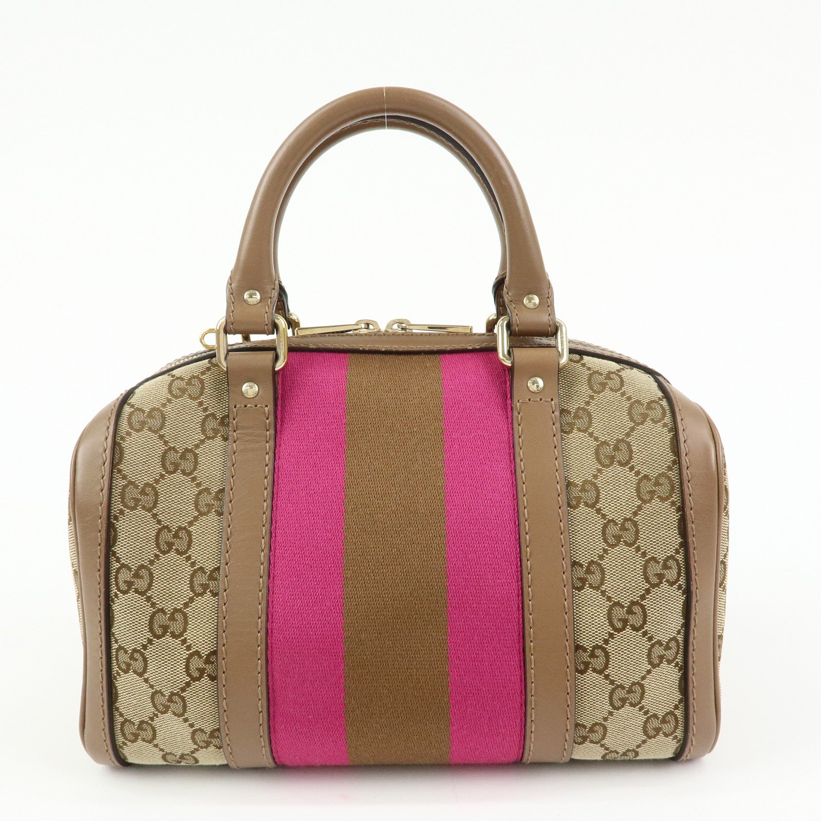 GUCCI Sherry GG Canvas Leather 2WAY Bag Boston Bag Beige 269876