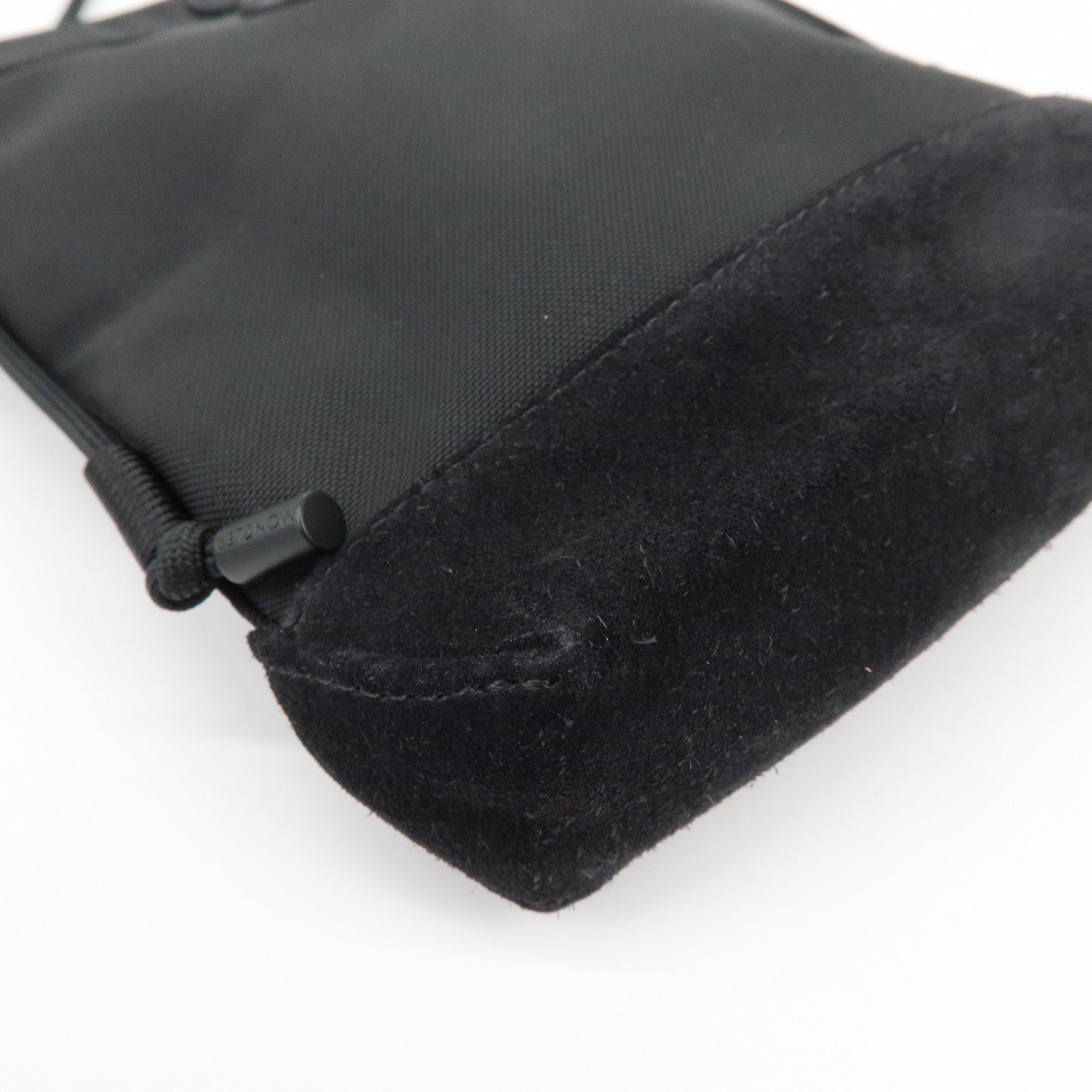 MONCLER Nylon Suede Leather Shoulder Bag Tech Phone Bag Black